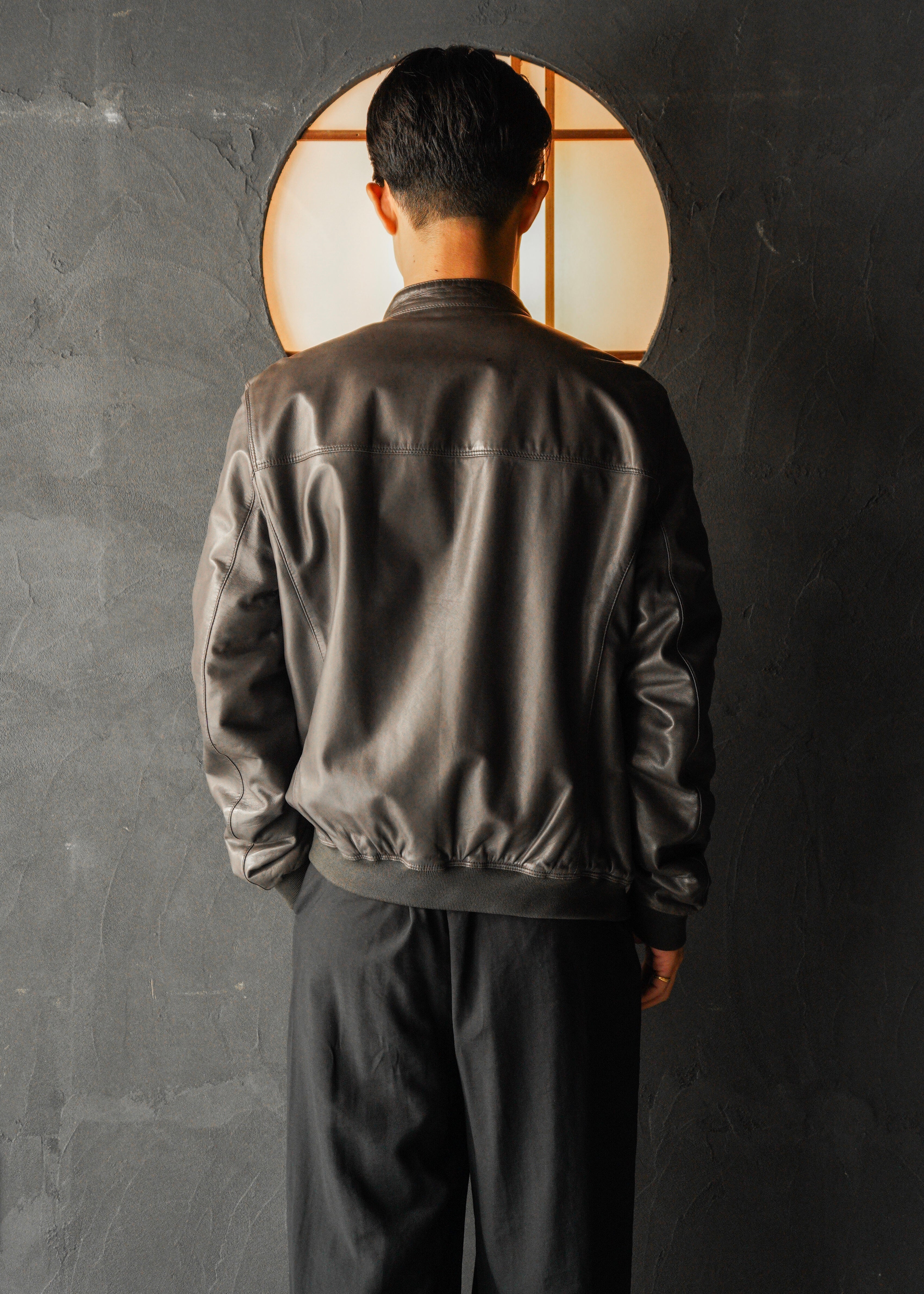 90’s Salvatore Ferragamo reversible single zip up leather jacket
