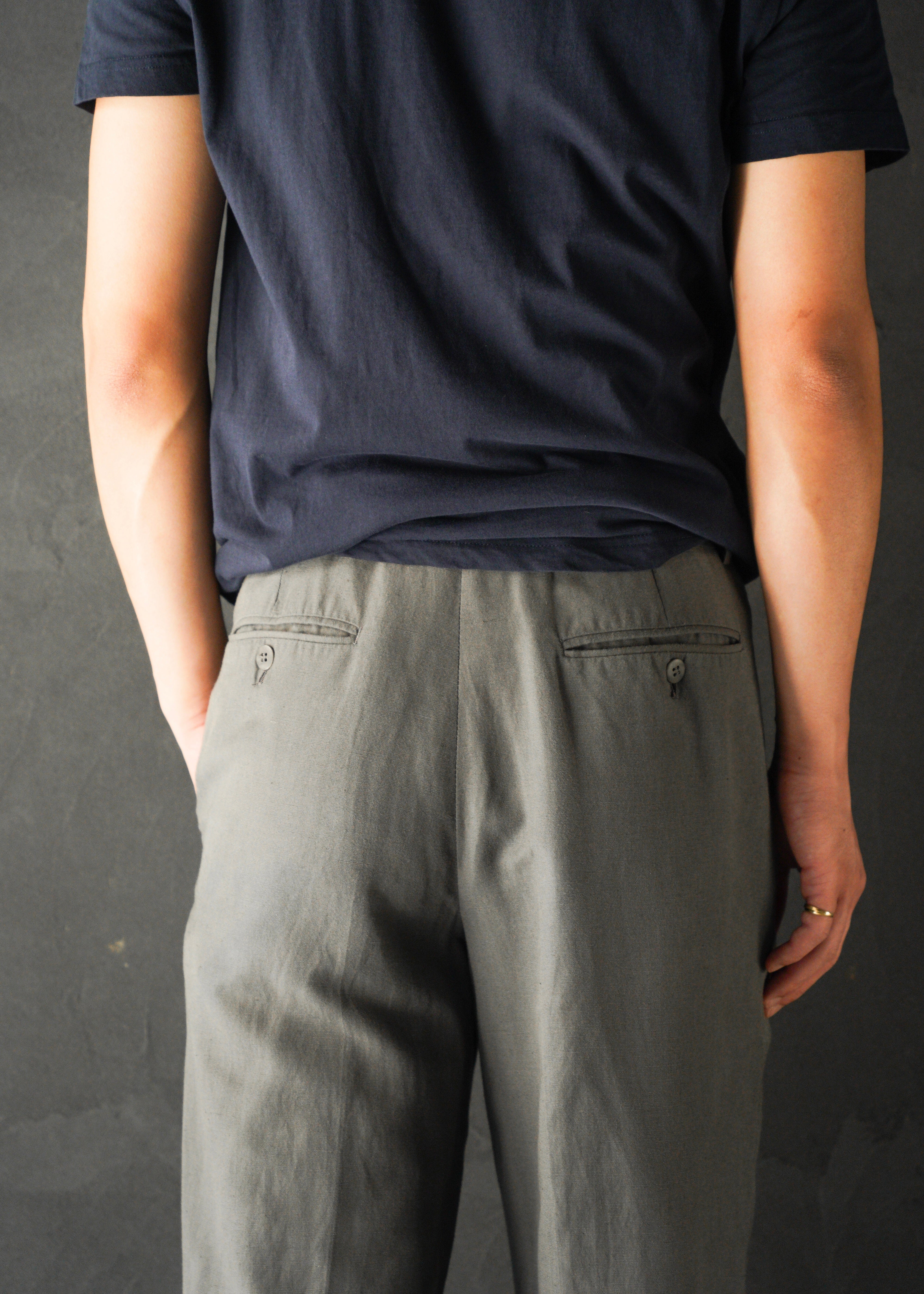 00’s ARMANI COLLEZIONI center crease cotton blend linen pants
