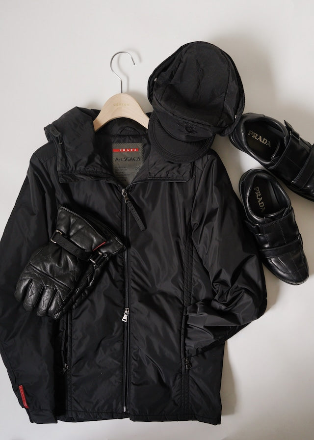 00‘s PRADA SPORT hooded nylon double zip jacket