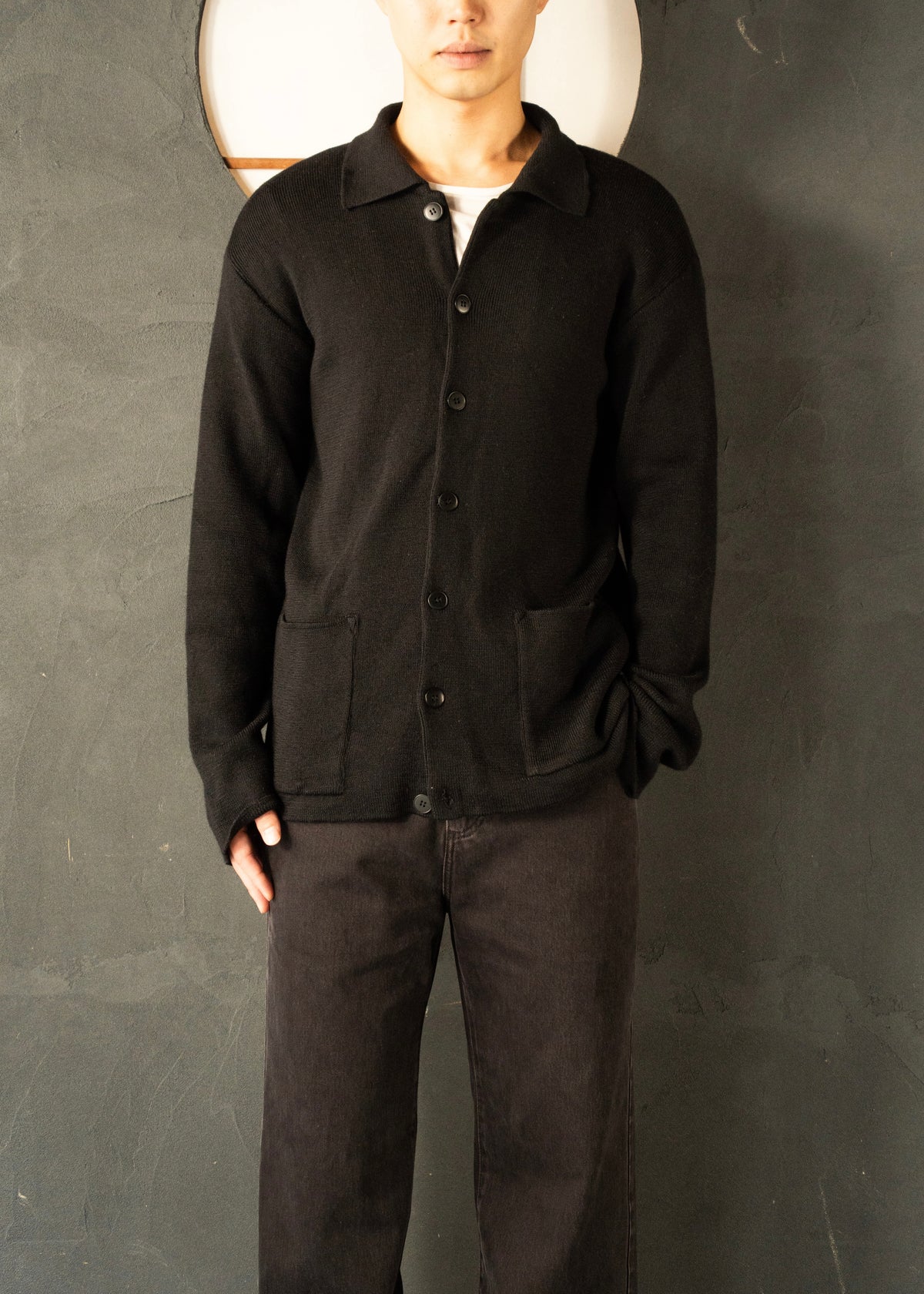 90's agnes b. homme collared wool cardigan