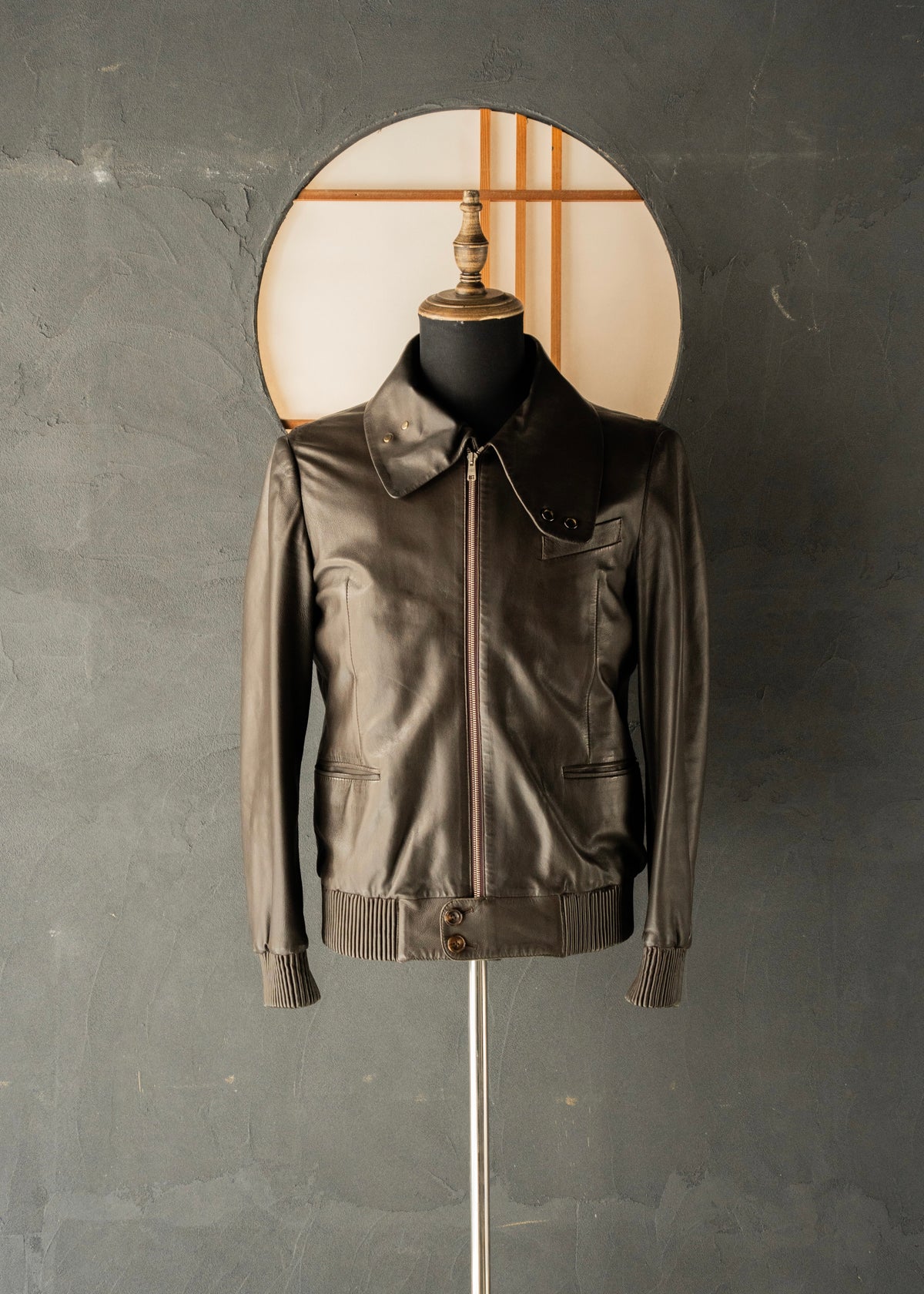 Paul Smith 2010AW stand collar zip up lamb leather jacket