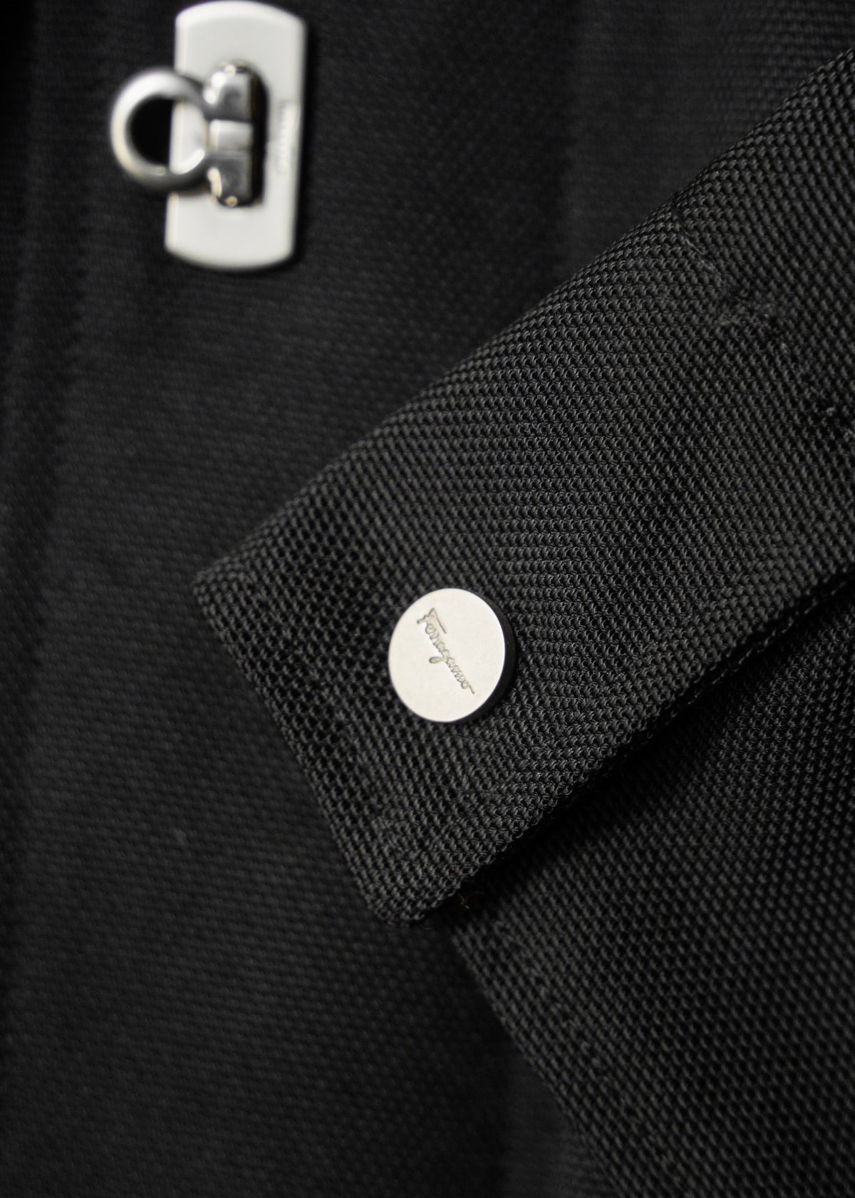 90-00’s Salvatore Ferragamo fly front wool blend nylon half coat