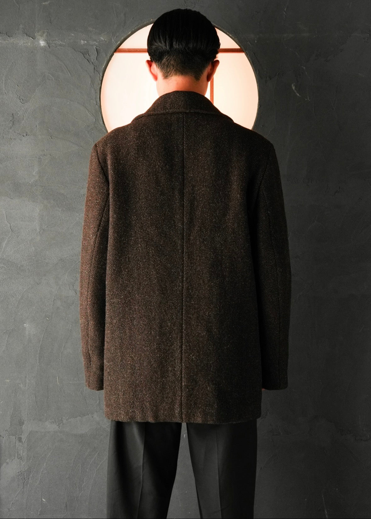 90’s agnes b. homme herringbone wool half coat