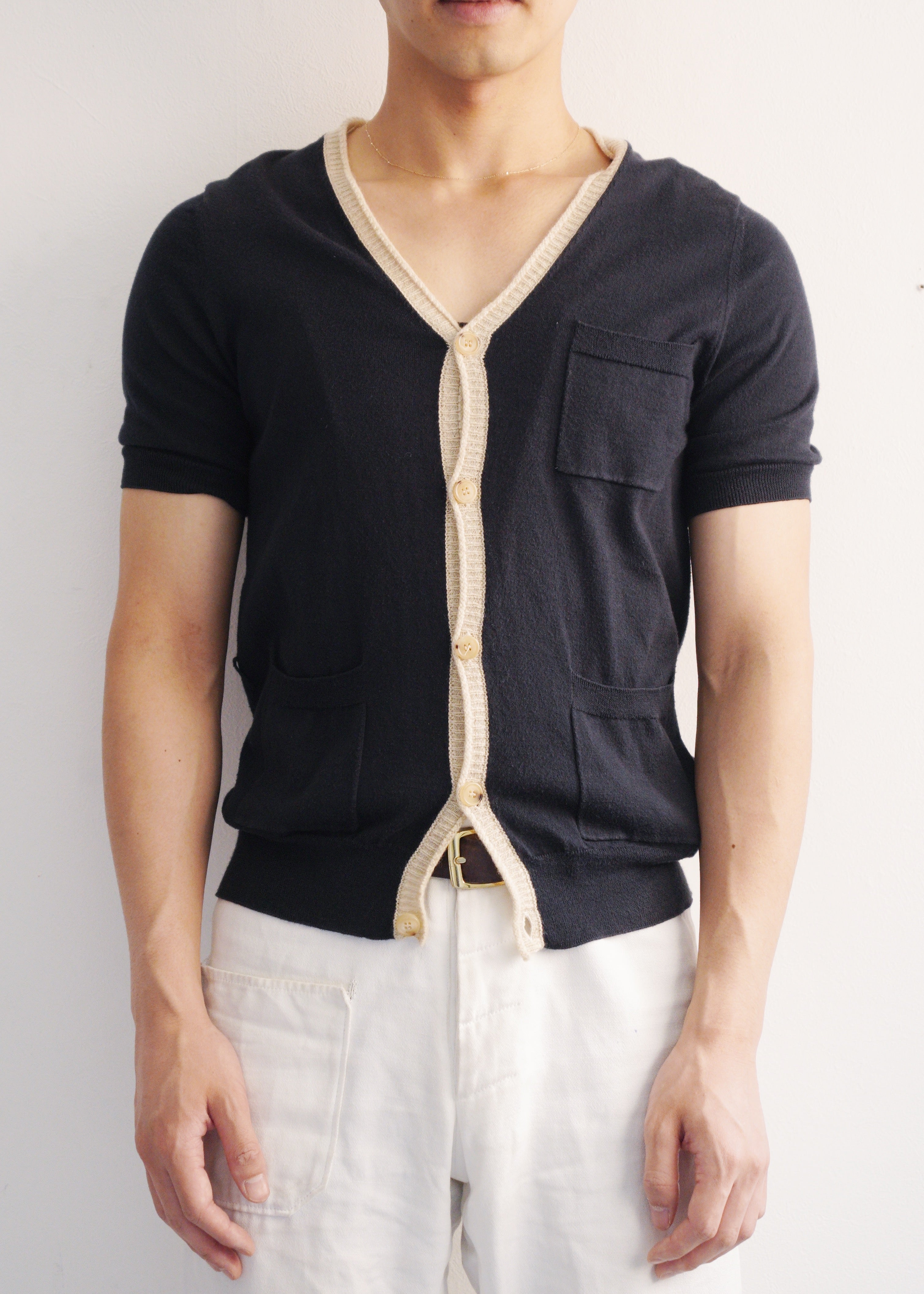 10's DRIES VAN NOTEN short sleeve cotton knit cardigan