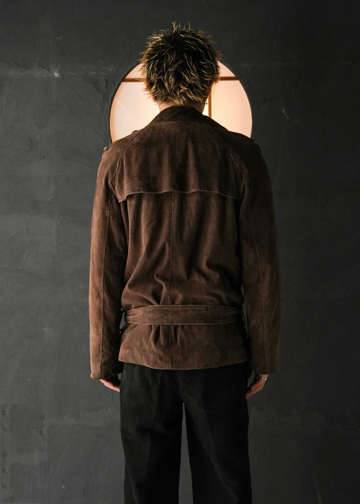 HELMUT LANG 05AW suede double breasted belted coat