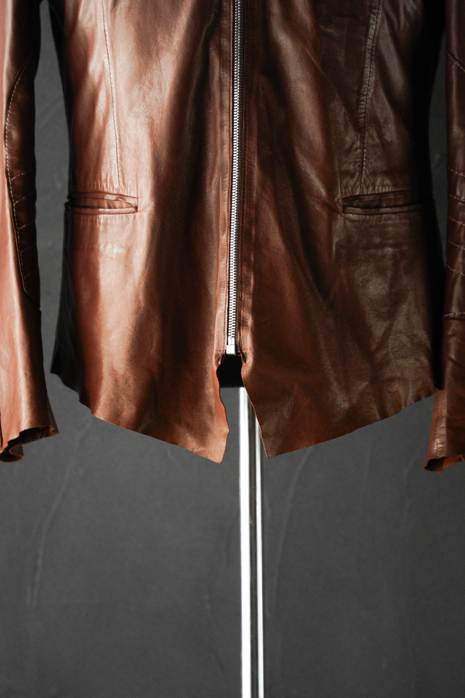 Paul Smith Asymmetrical Collar Leather Jacket in Burgundy