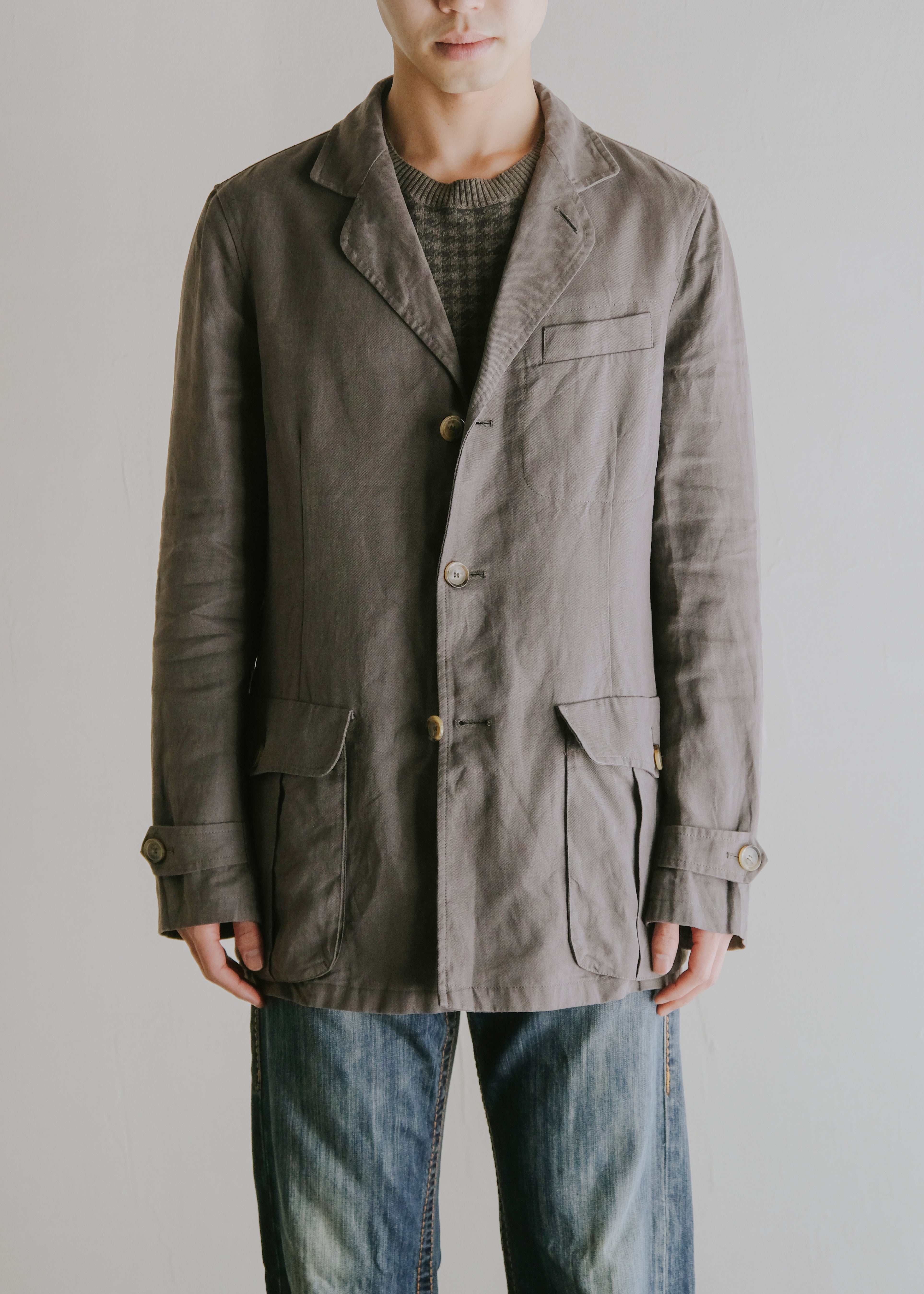 00-10's GIORGIO ARMANI ramie 3-button tailored jacket