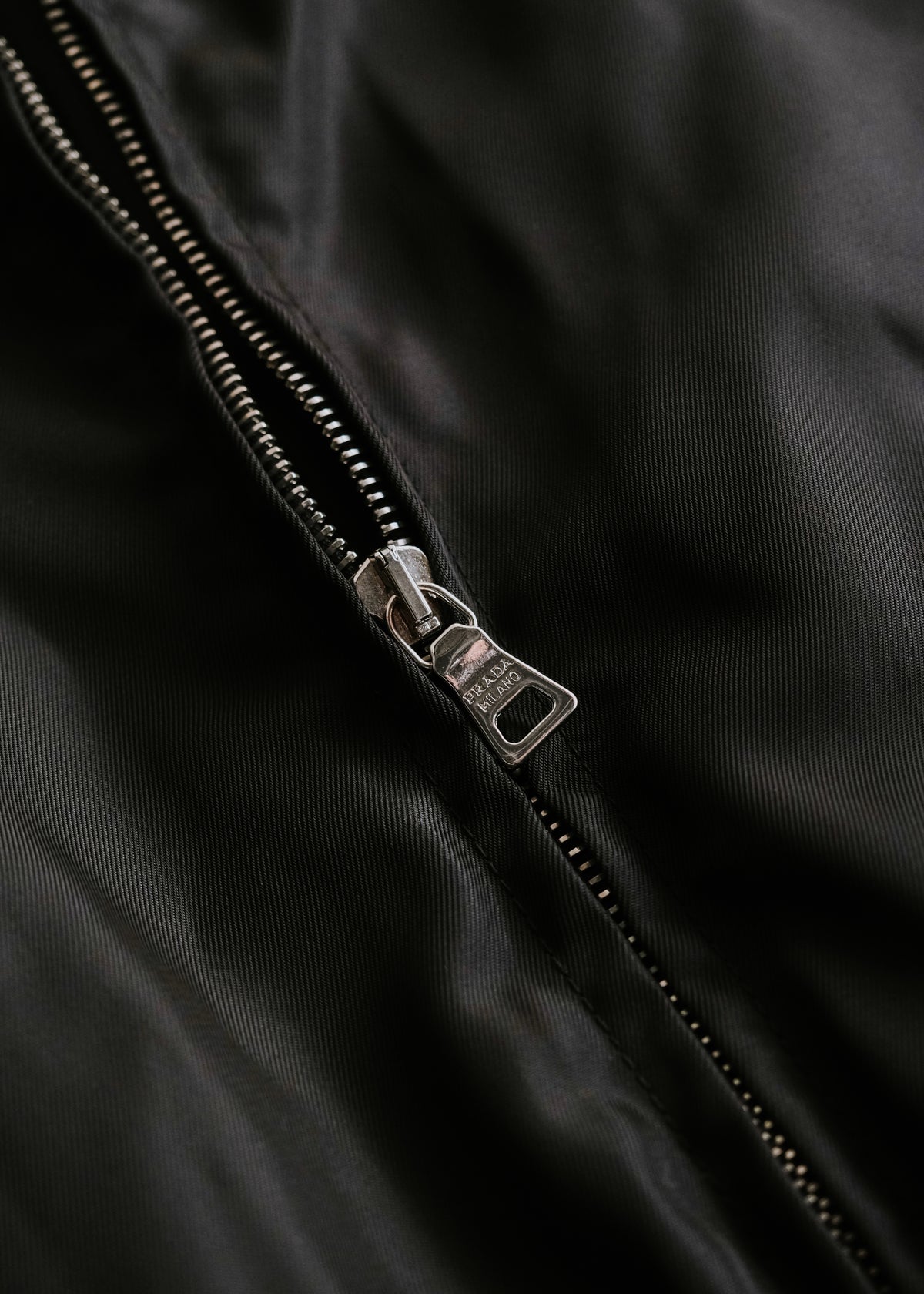 PRADA 13AW wide ribb nylon bomber jacket