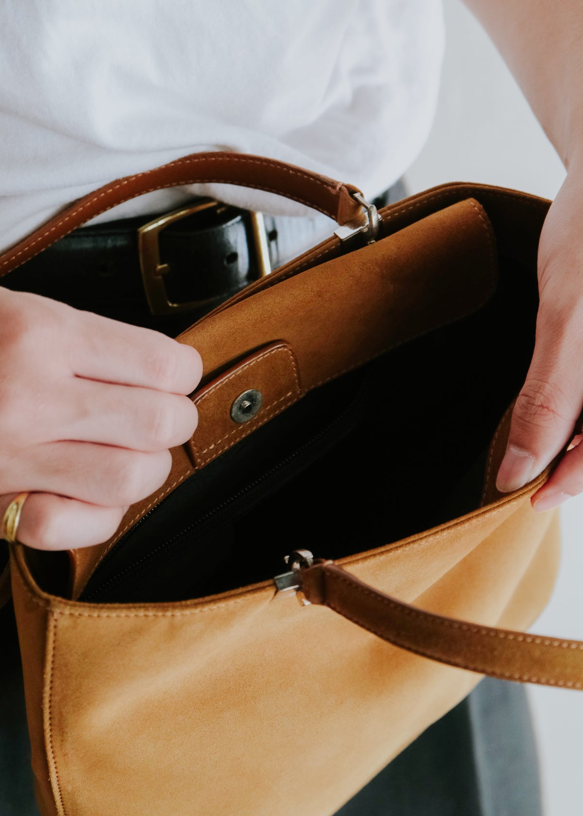 Salvatore Ferragamo suede leather hand bag