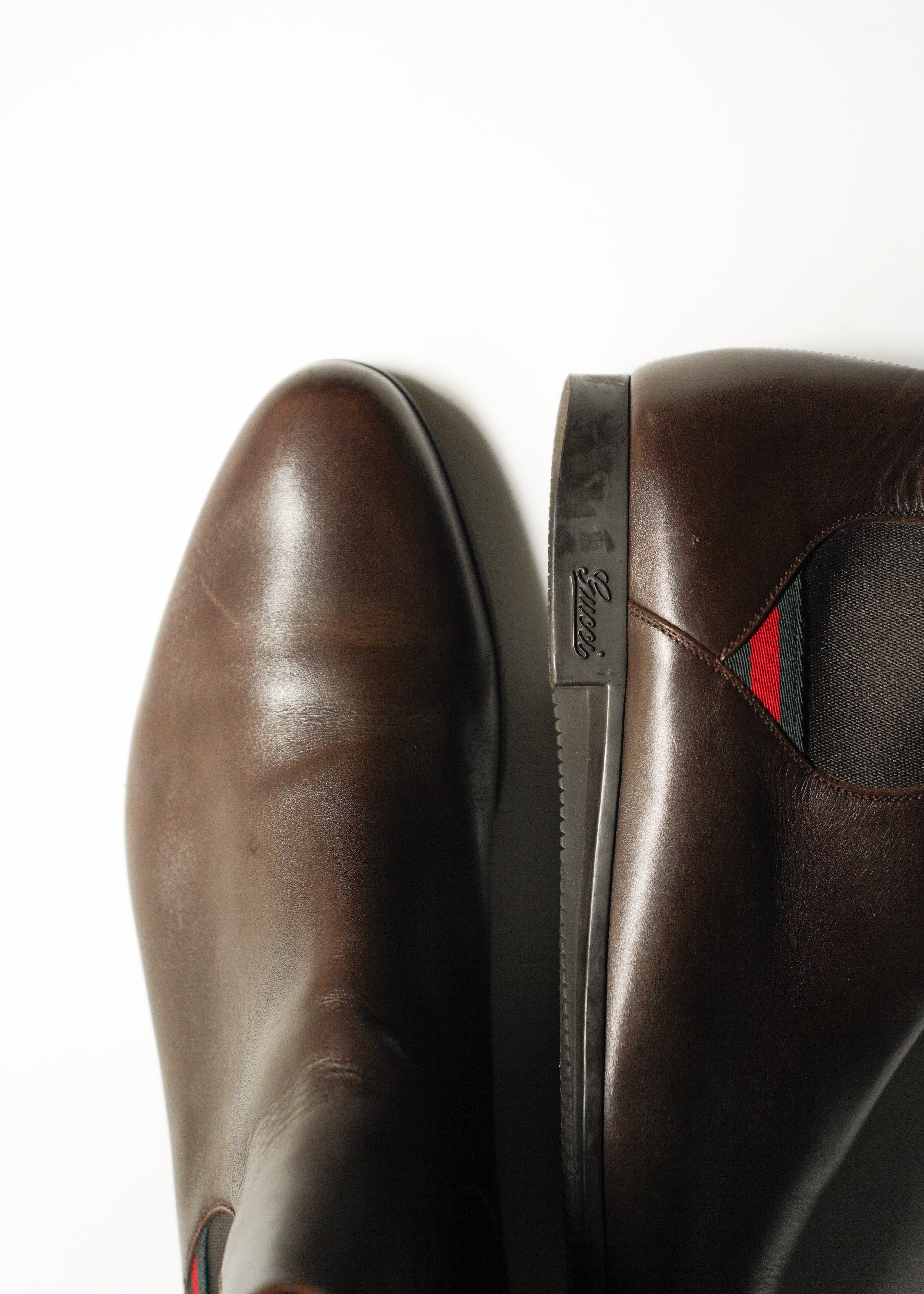 10’s GUCCI side gore leather boots