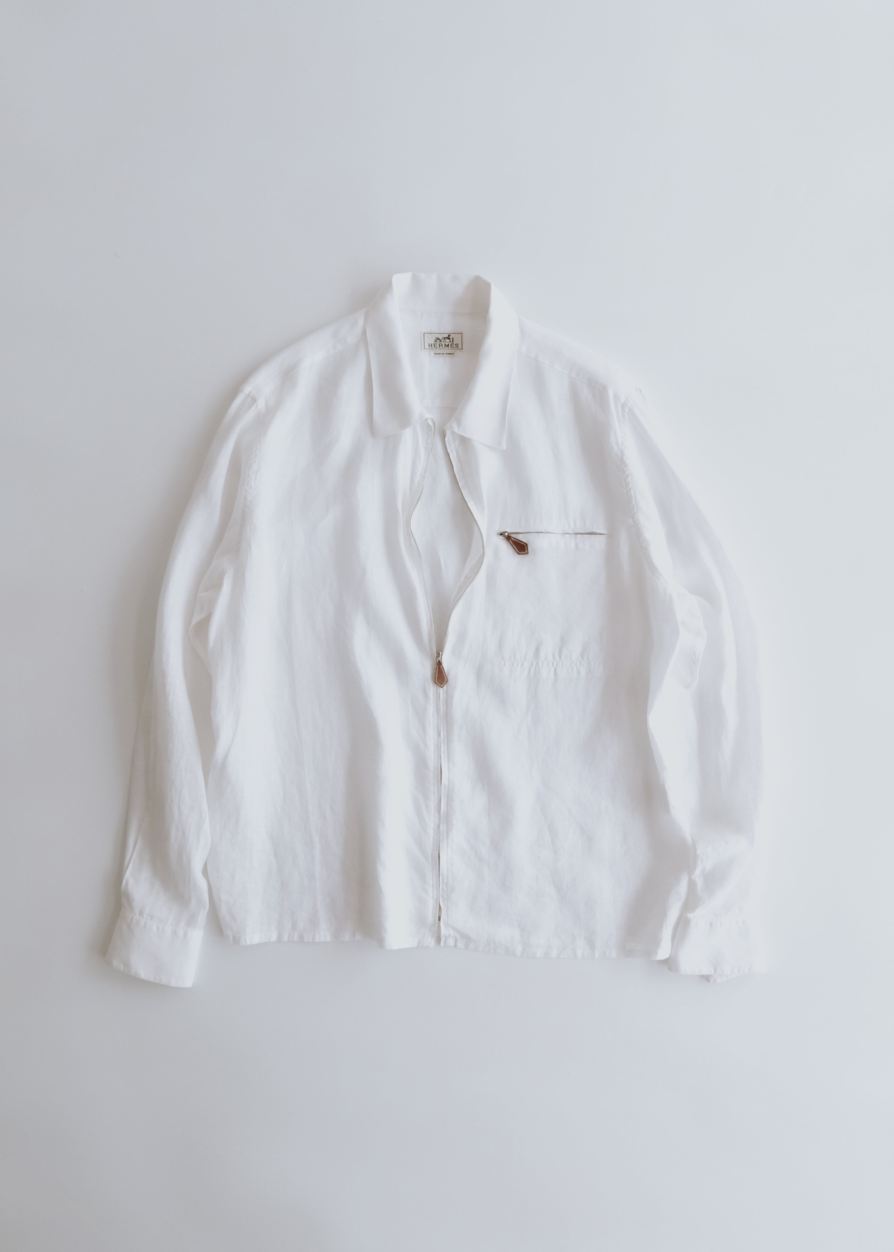 90-00's HERMÈS zip up linen shirt jacket