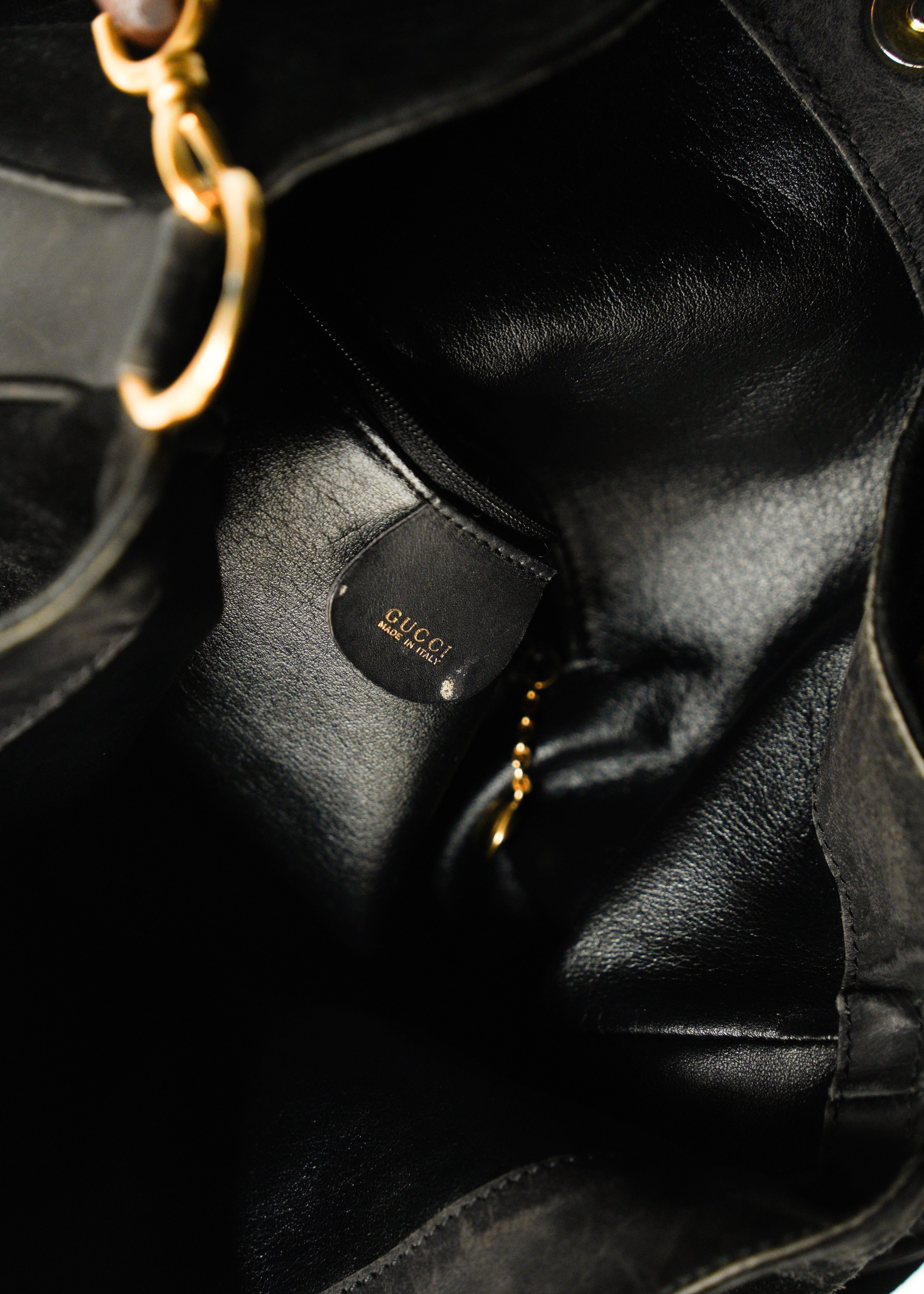 90-00's GUCCI bamboo suede leather 2way shoulder bag