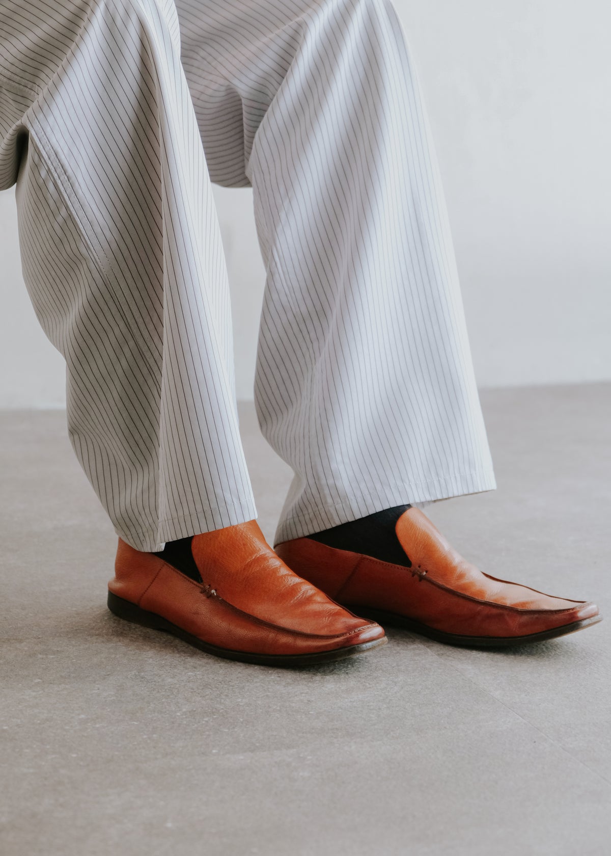 00's PRADA leather moccasin slip-on shoes