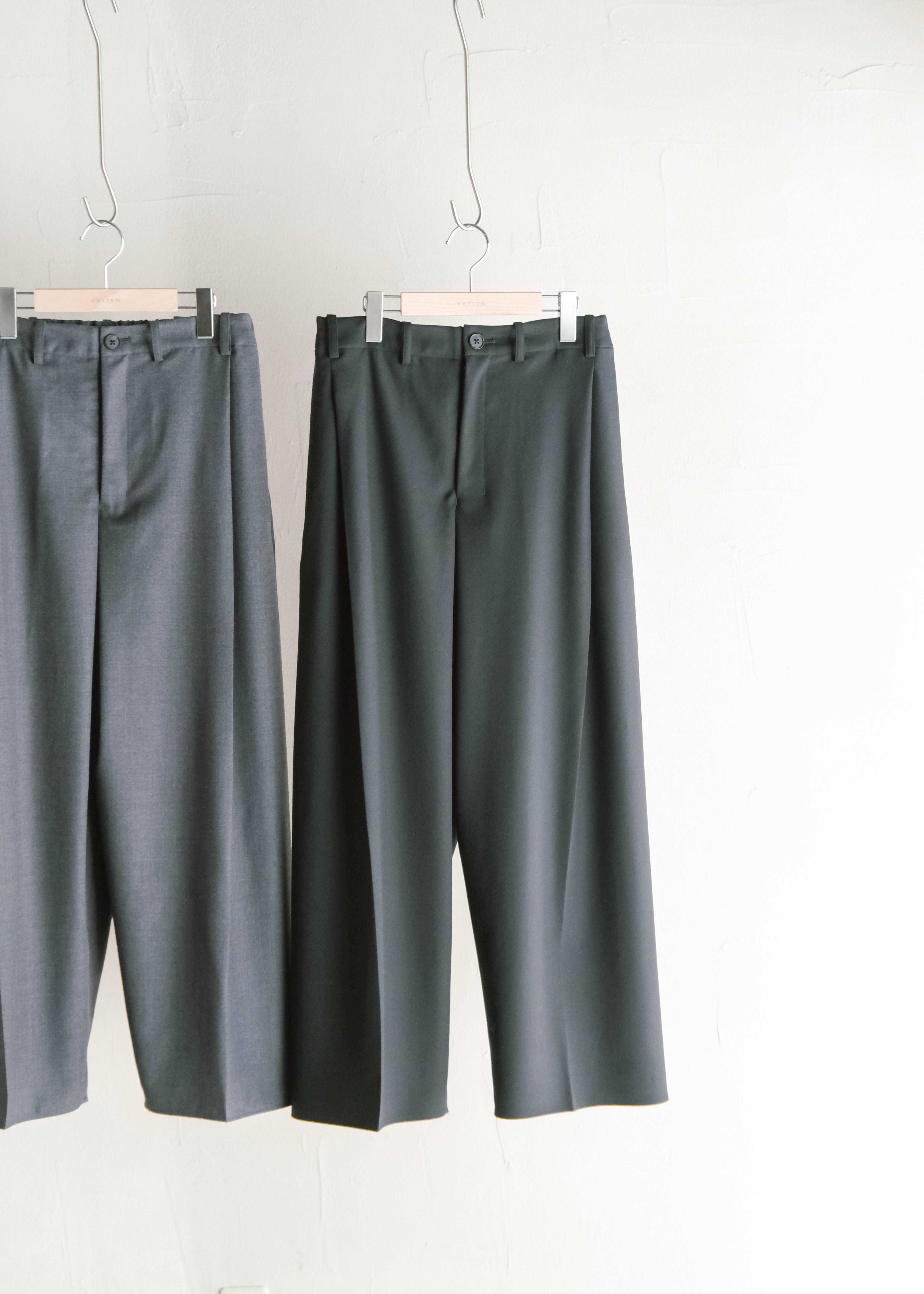 nonnotte 26AW Draping Crotch Box Pleats One- Tuck Trousers/ Deep Black