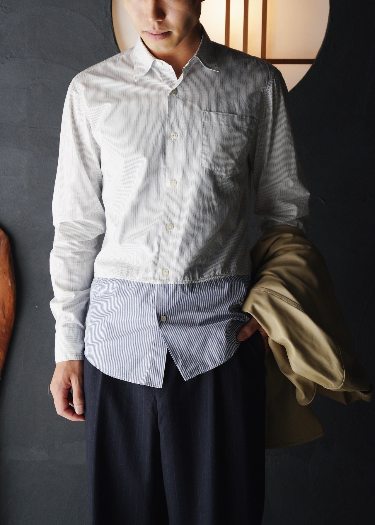 00's DRIES VAN NOTEN switching stripe shirt