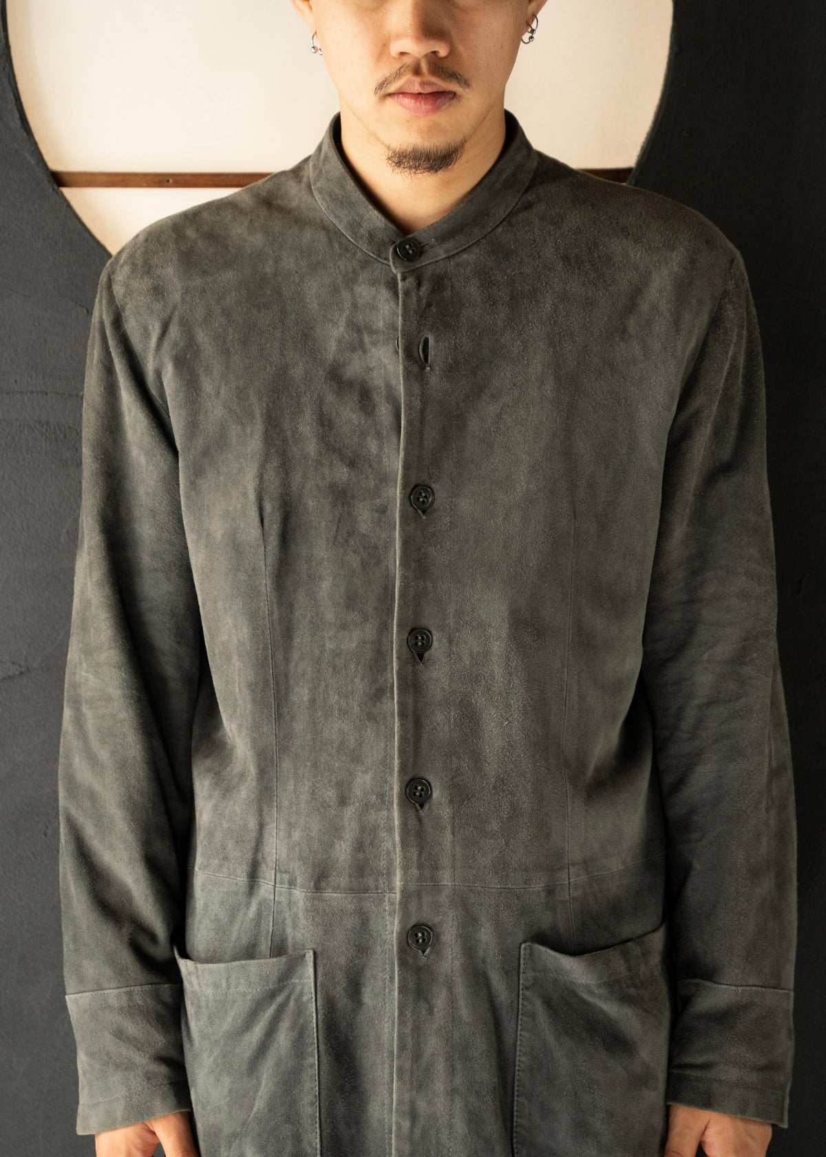 1998SS EMPORIO ARMANI band collar suede leather jacket