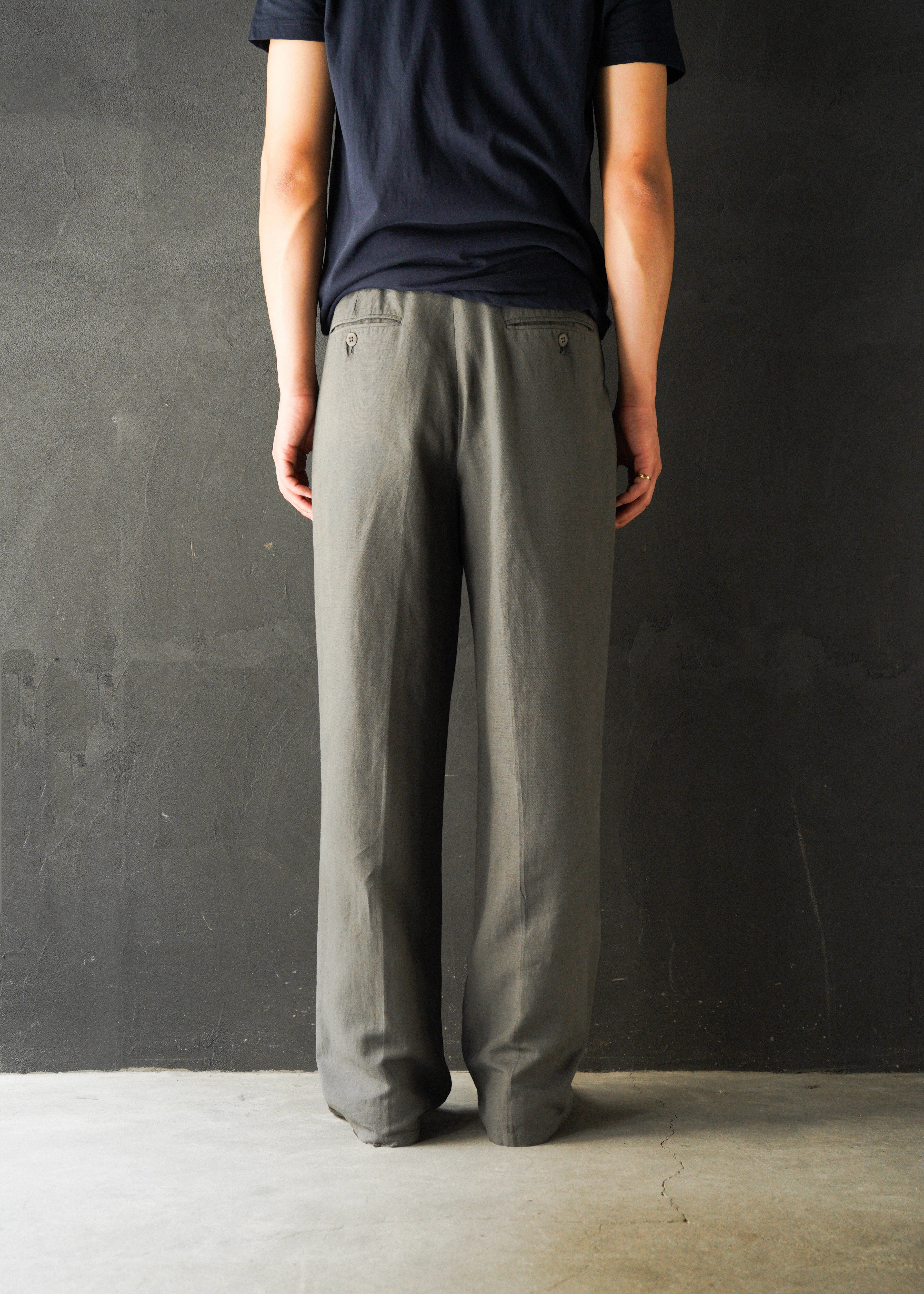 00’s ARMANI COLLEZIONI center crease cotton blend linen pants