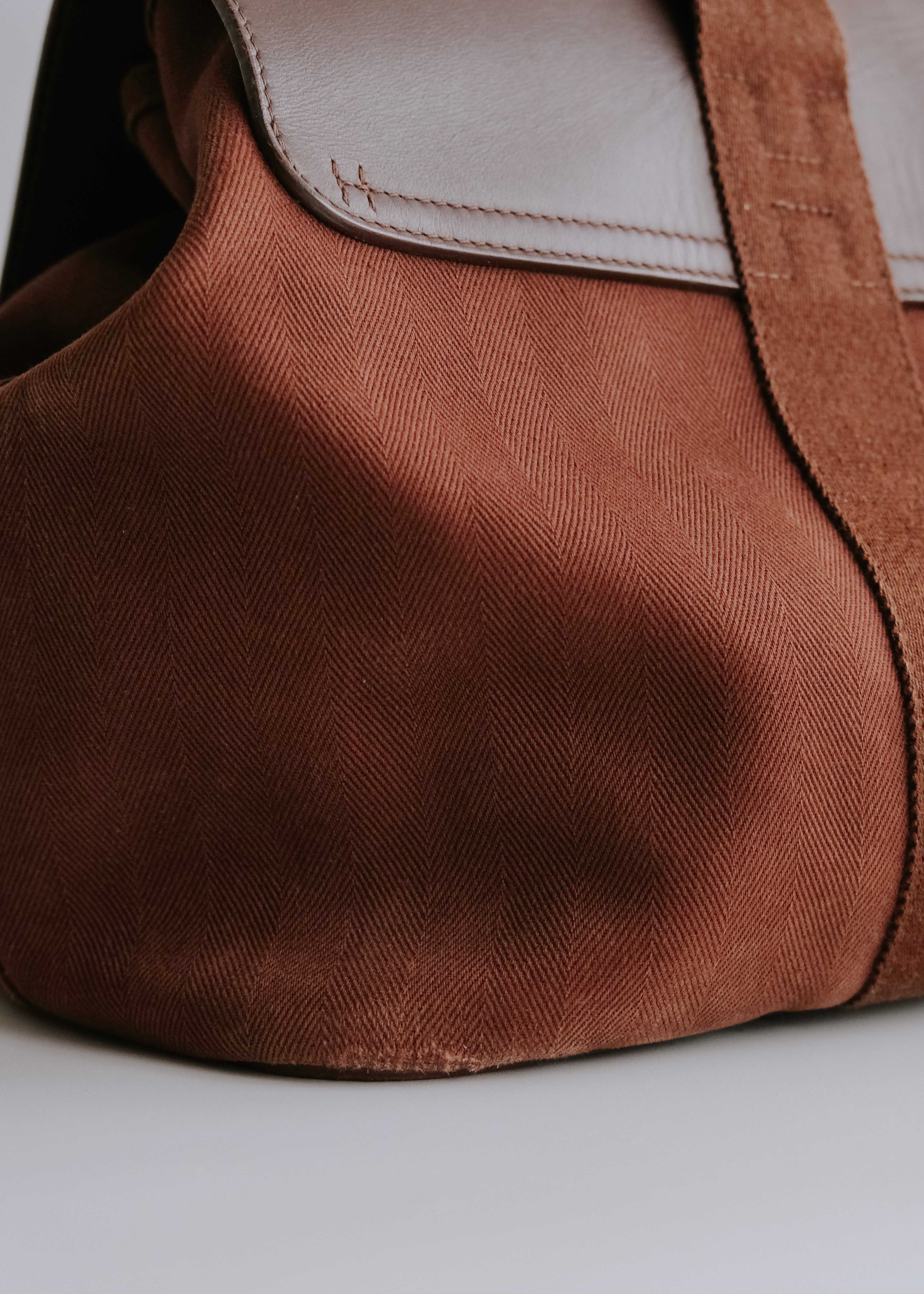 00's HERMÈS valparaiso MM leather flap canvas hand bag