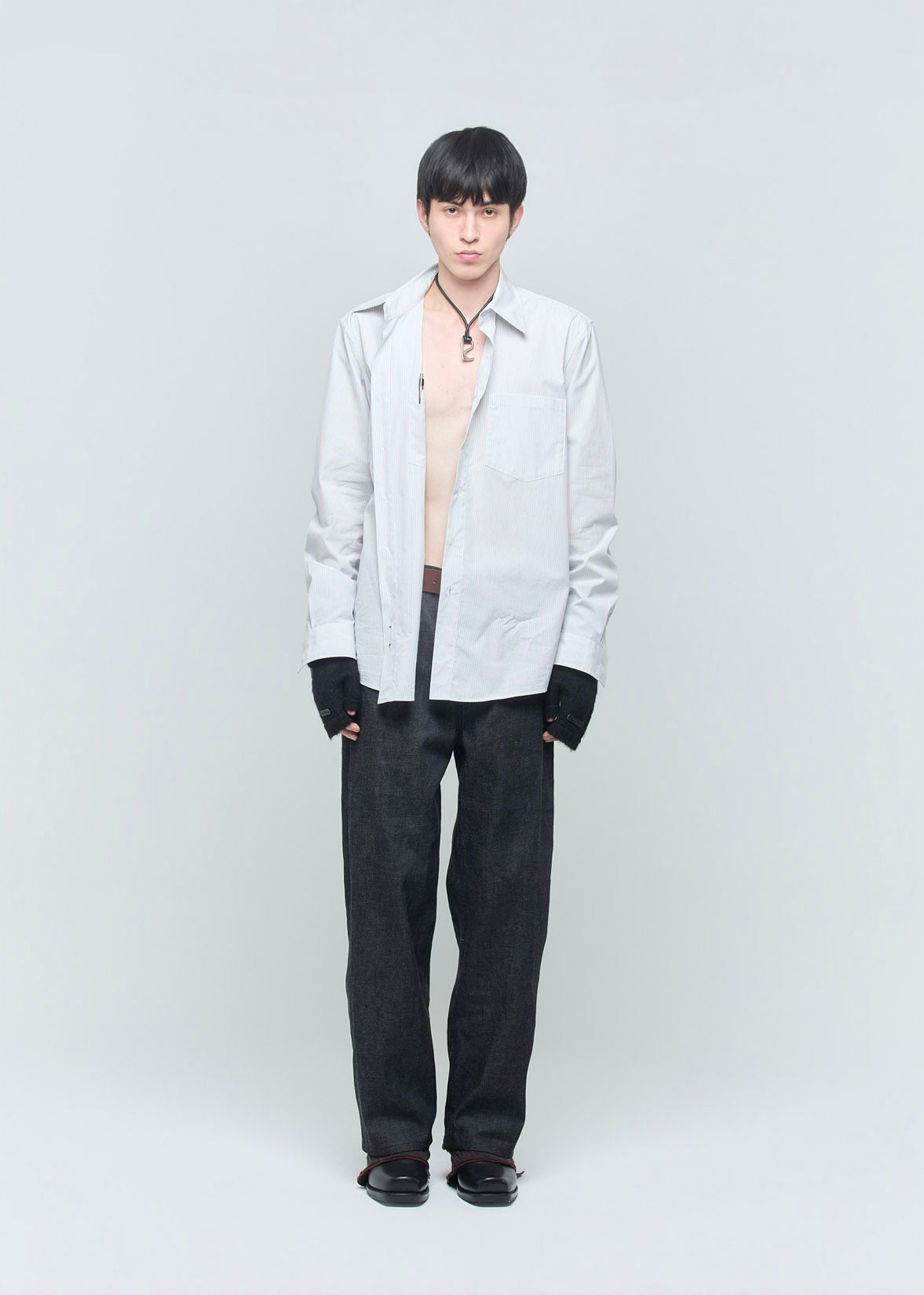 SHOOP 26AW LUCAS 2 POCKET SHIRT / White Stripes