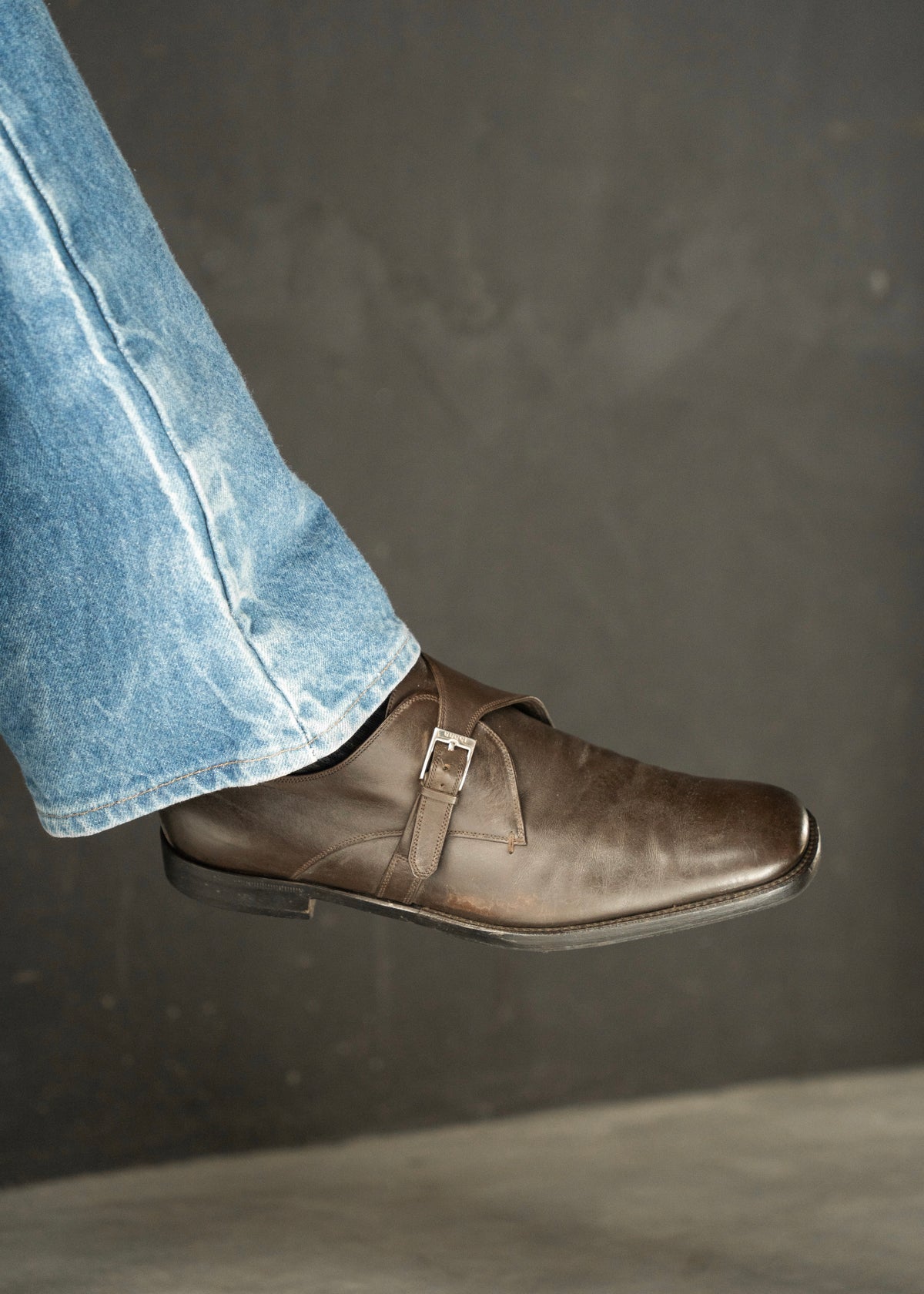 90’s GUCCI single monk square toe boot