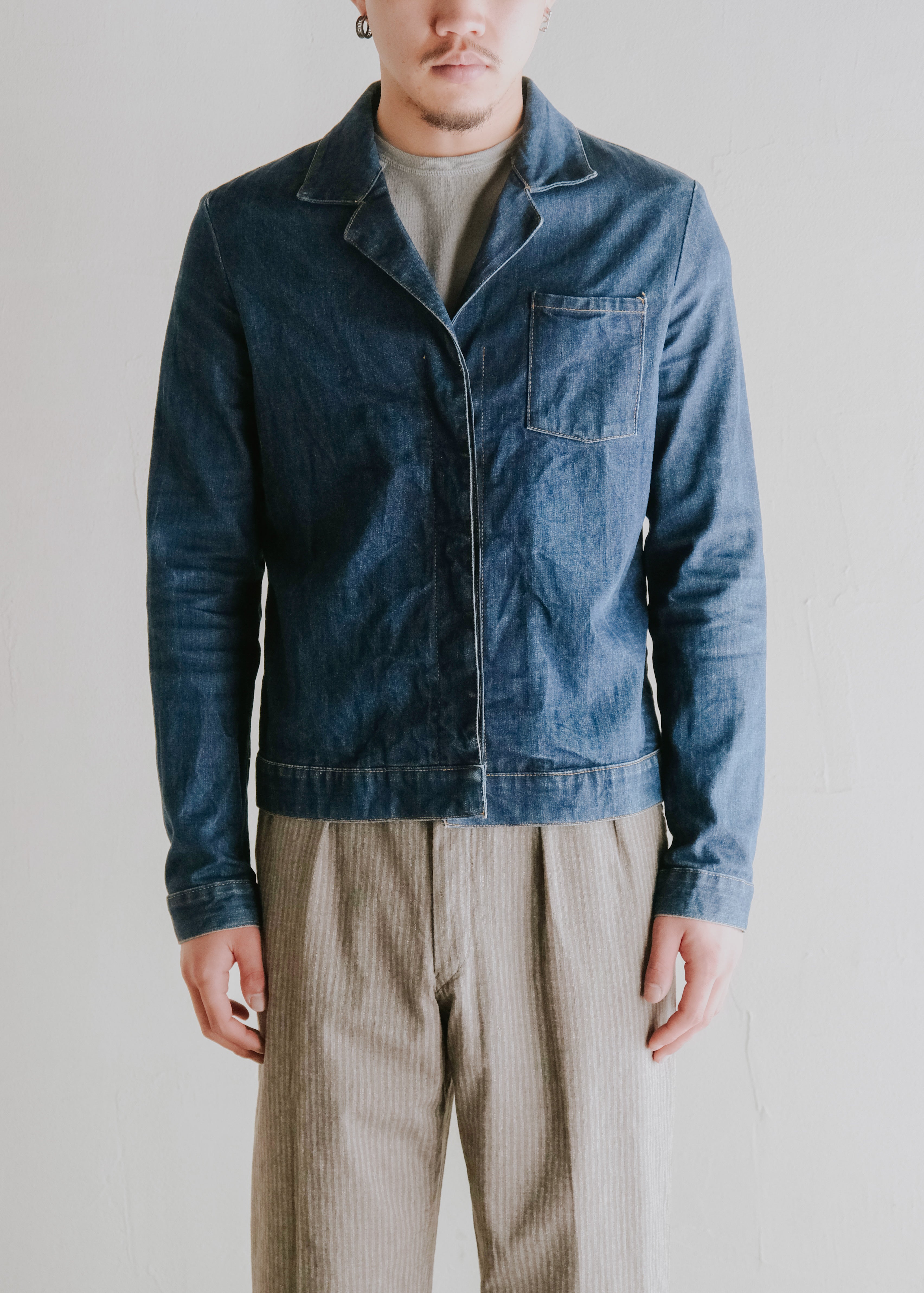 HELMUT LANG 1997 fly front open collar denim jacket