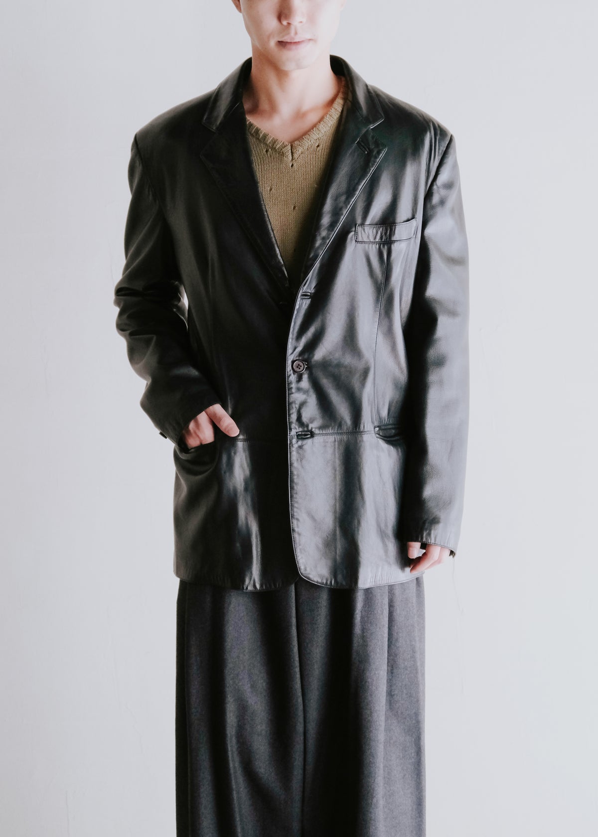 90-00's RUFFO genuine leather 3B tailored jacket