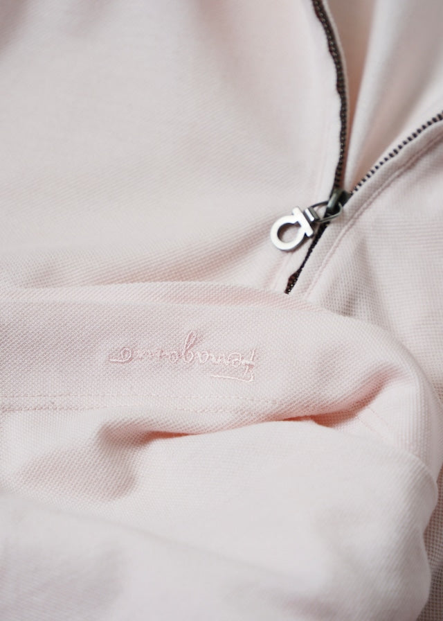 00's Salvatore Ferragamo half zip cotton knit polo