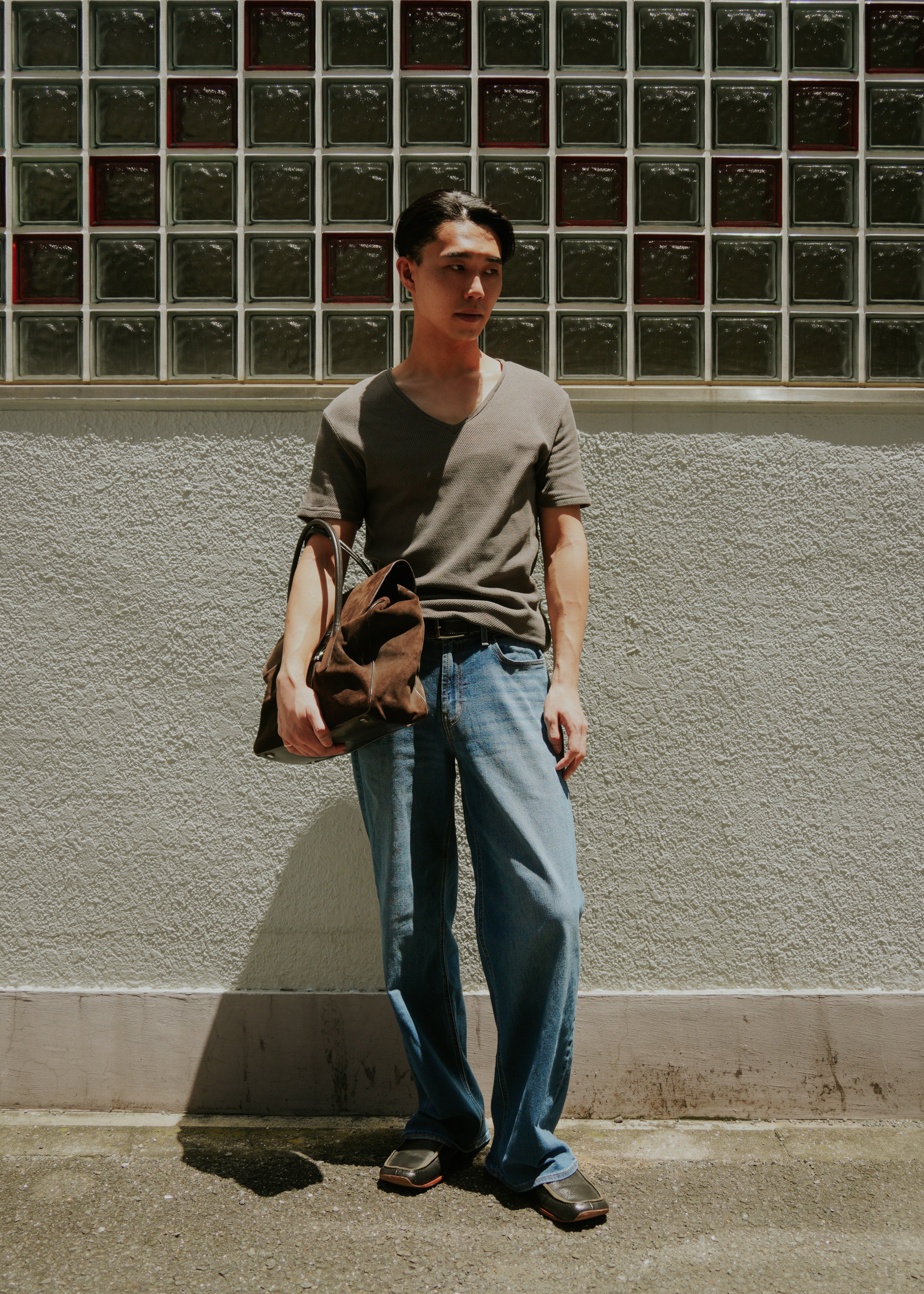 90-00's GUCCI suede leather boston bag