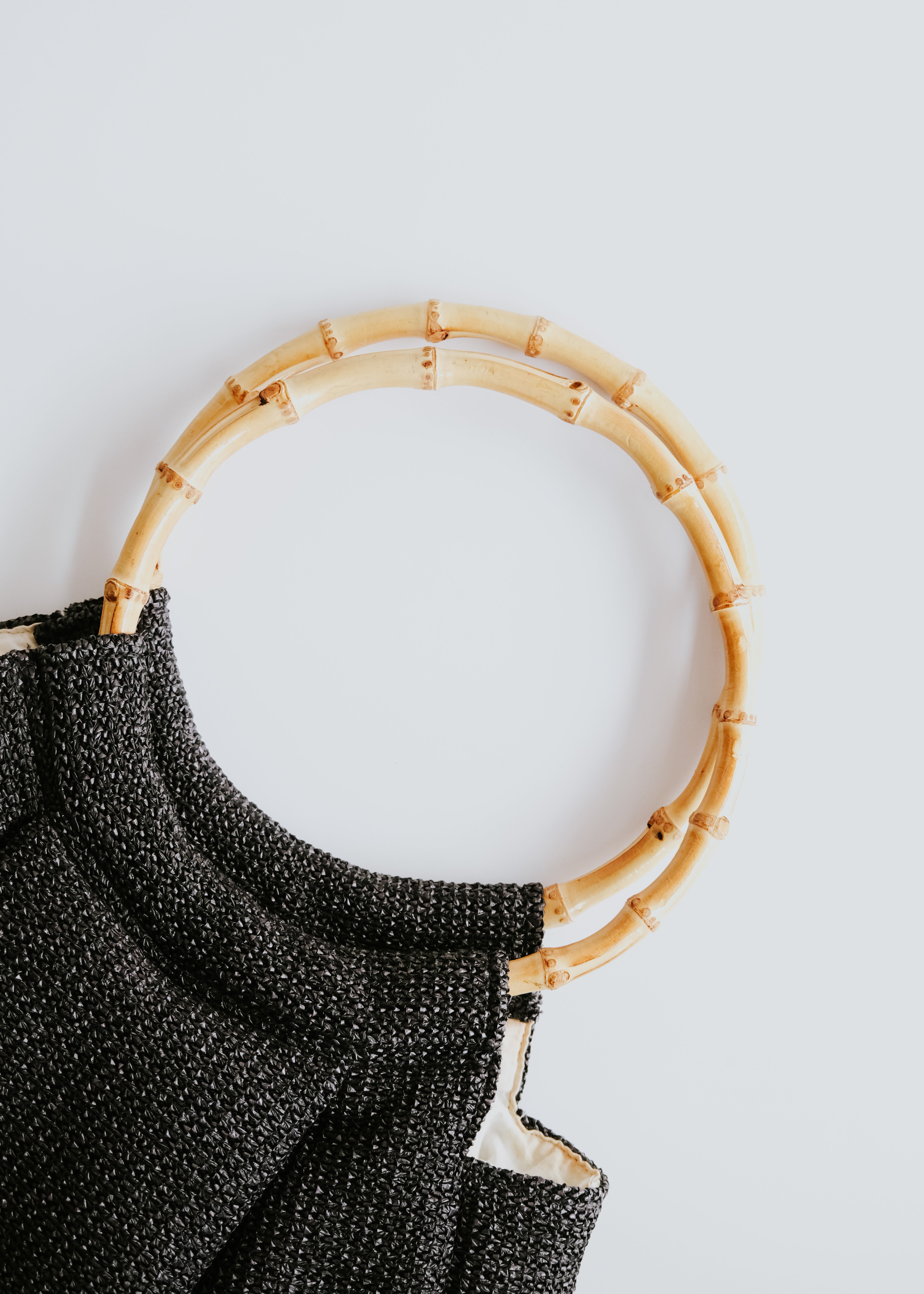 tricot COMME des GARÇONS nylon quilting hand bag with circle bamboo handle