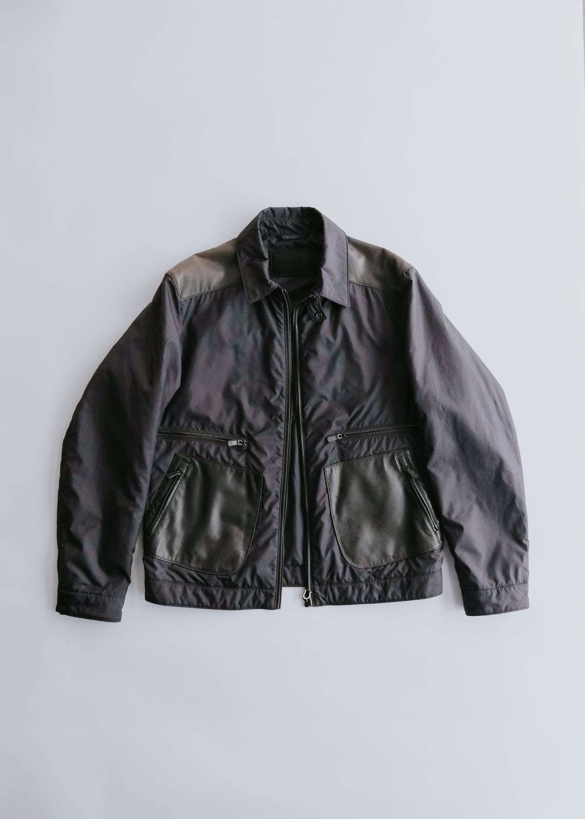 90-00's Salvatore Ferragamo leather patchworks padded blouson