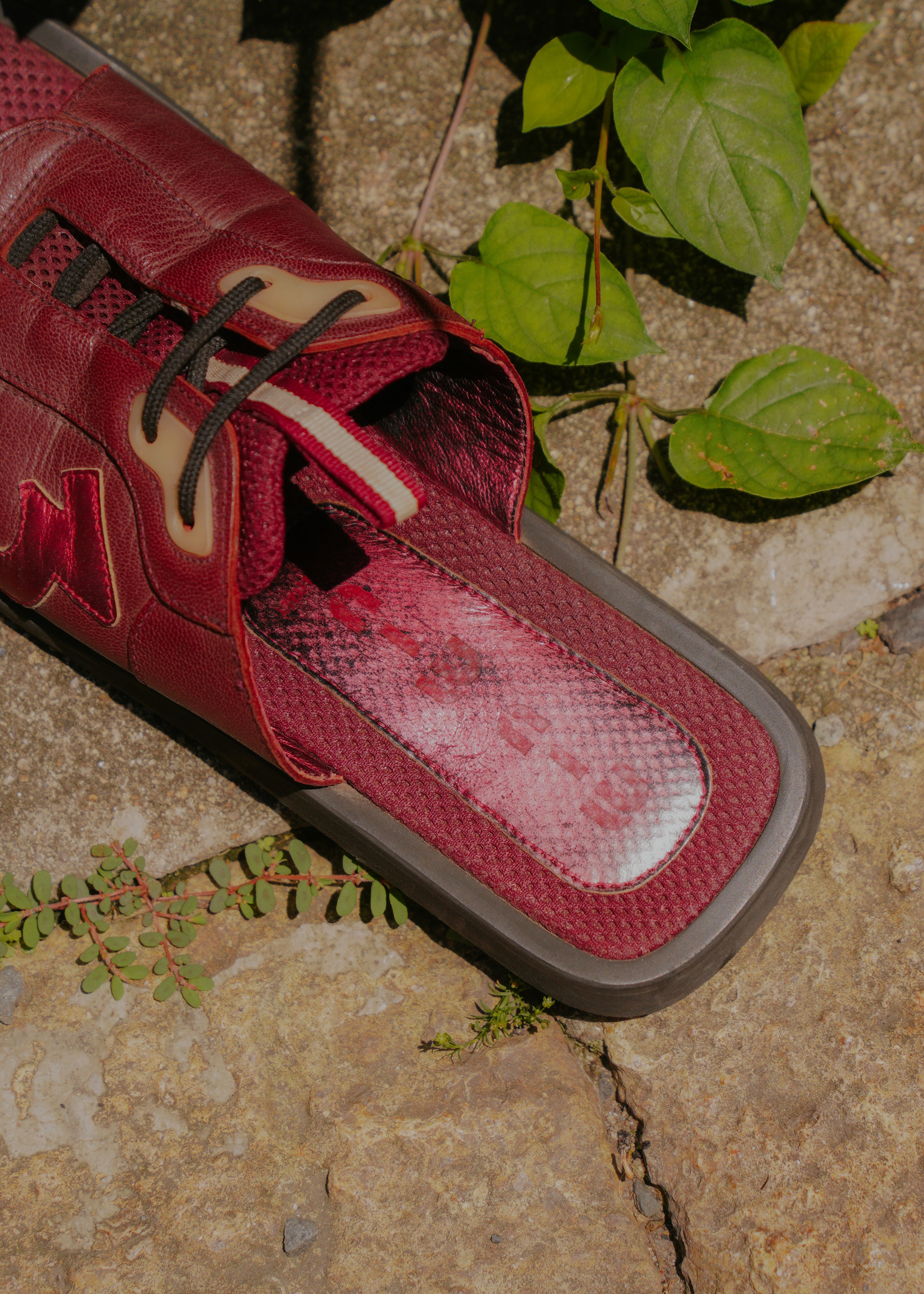 90's MIU MIU leather & mesh combination sandals