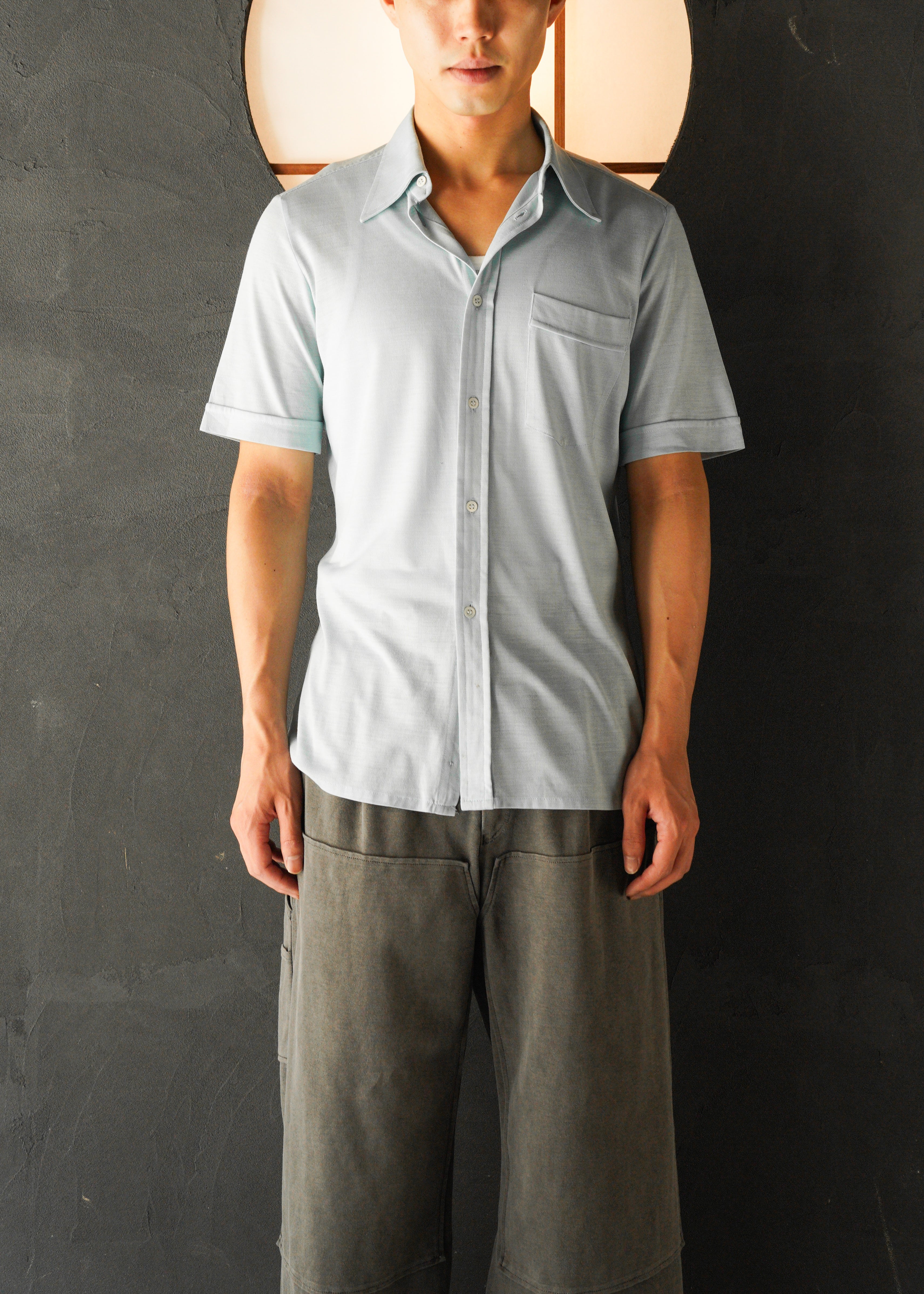 70-80’s long collar half sleeve stretch shirts