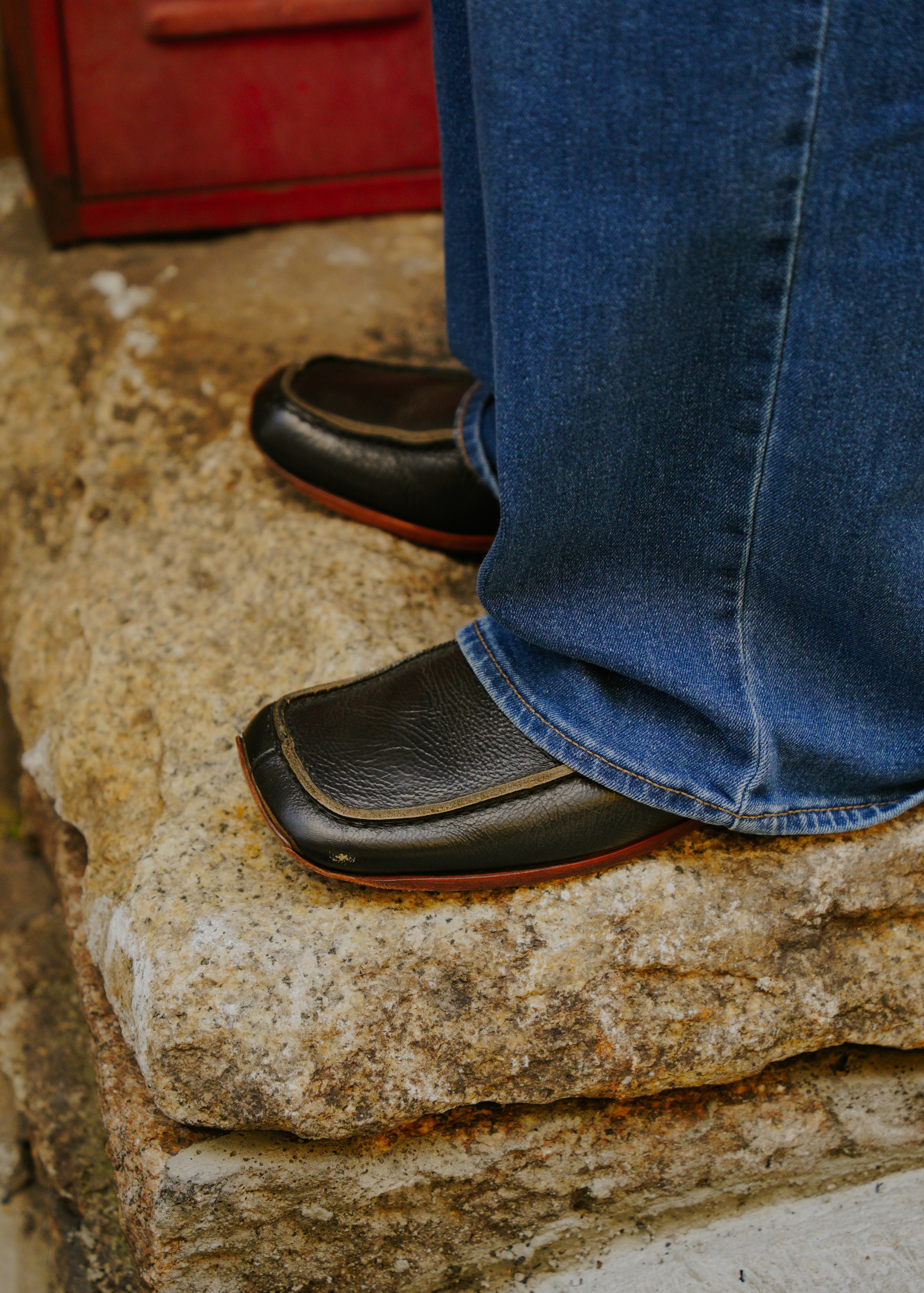 90’s MIU MIU square toe slip-on leather shoes