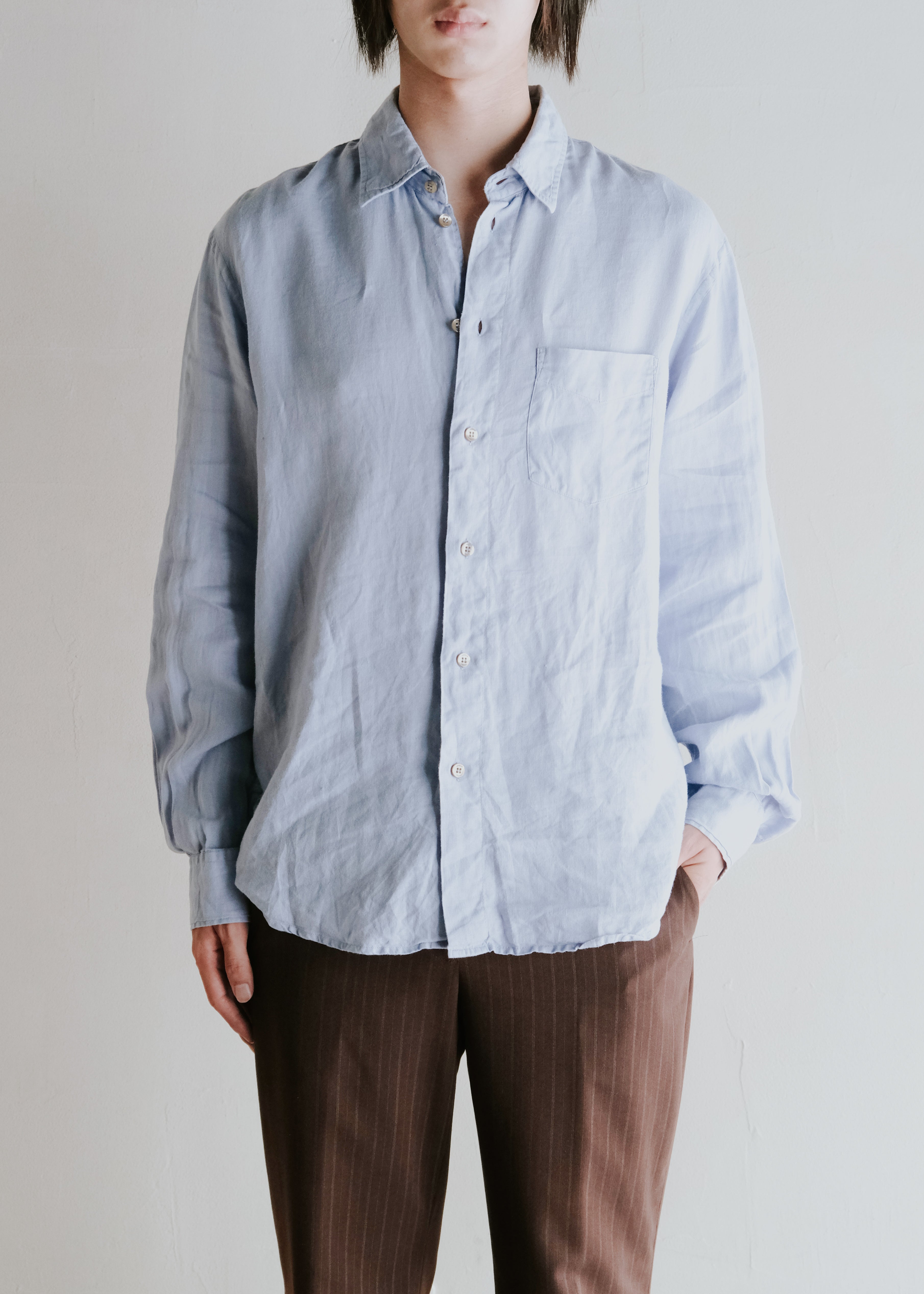 00's ARMANI JEANS chest pocket regular collar shirt