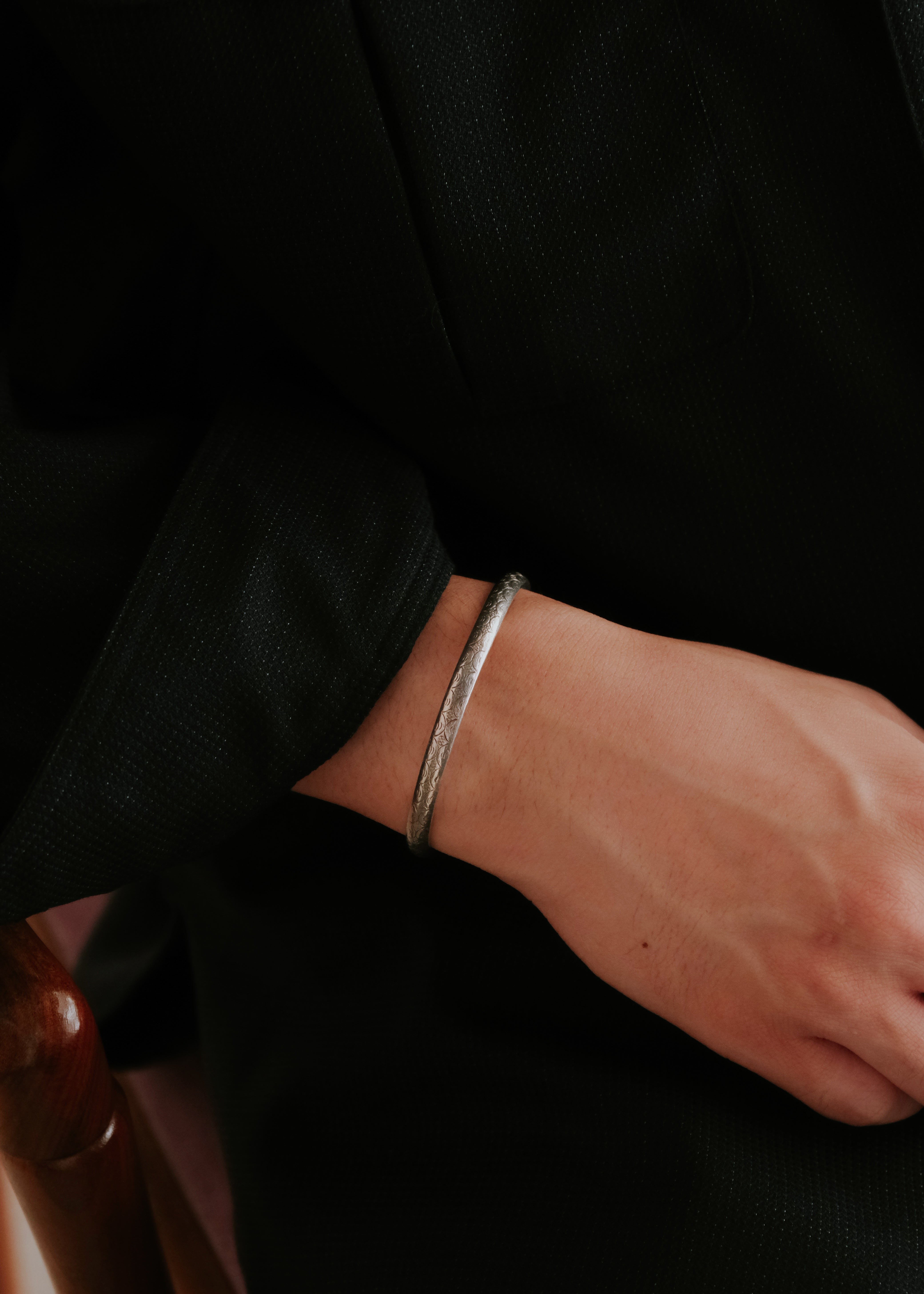 Karen silver tribal engraving bangle