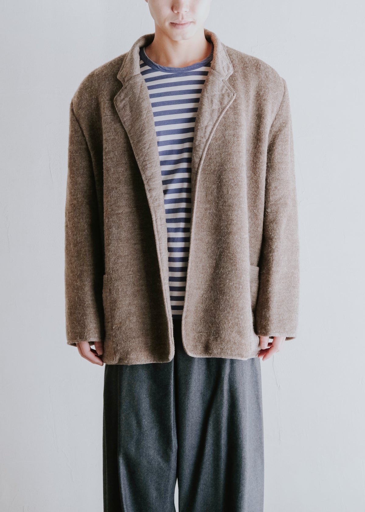 -90's HERMÈS open front quilted lapel jacket