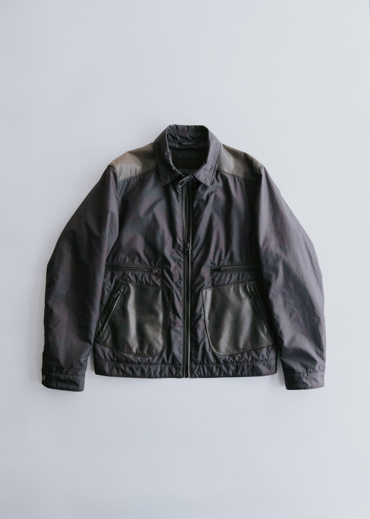 90-00's Salvatore Ferragamo leather patchworks padded blouson