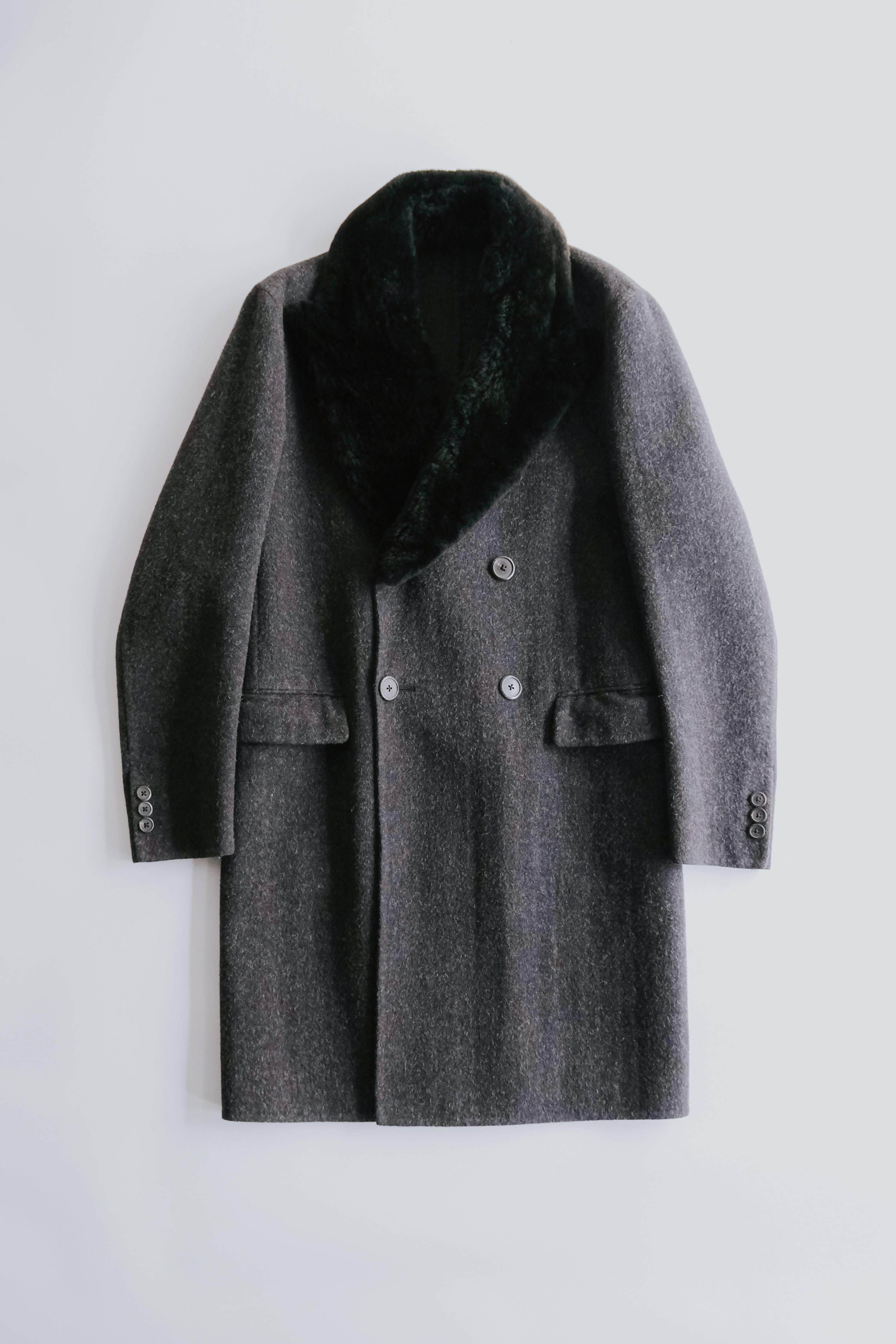 PRADA 15AW Nutria fur collar wool double coat