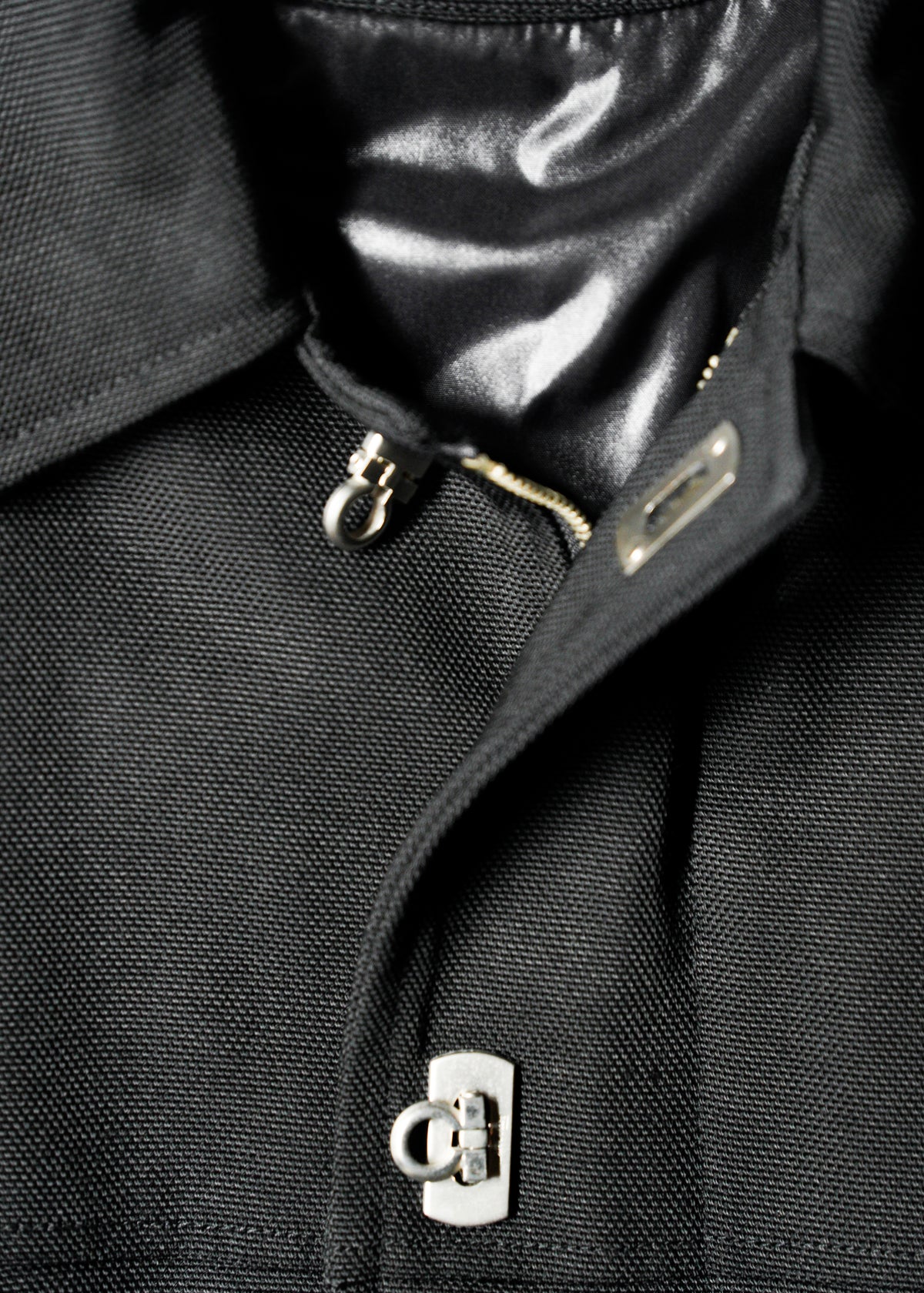 90-00’s Salvatore Ferragamo fly front wool blend nylon half coat