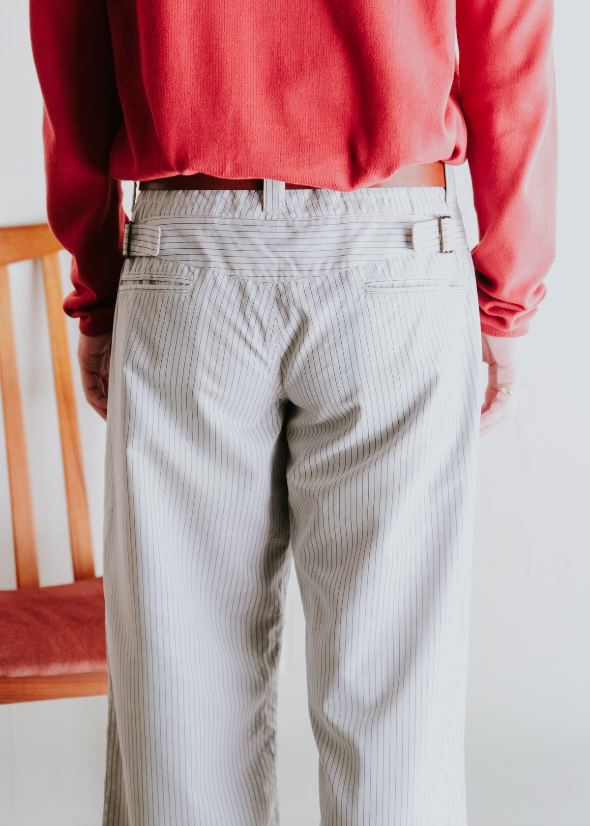 00's EMPORIO ARMANI striped wide buggy modal trousers