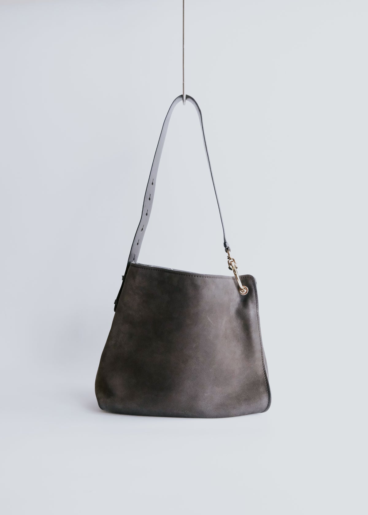 00's Salvatore Ferragamo nubuck leather shoulder bag with Gancini strap