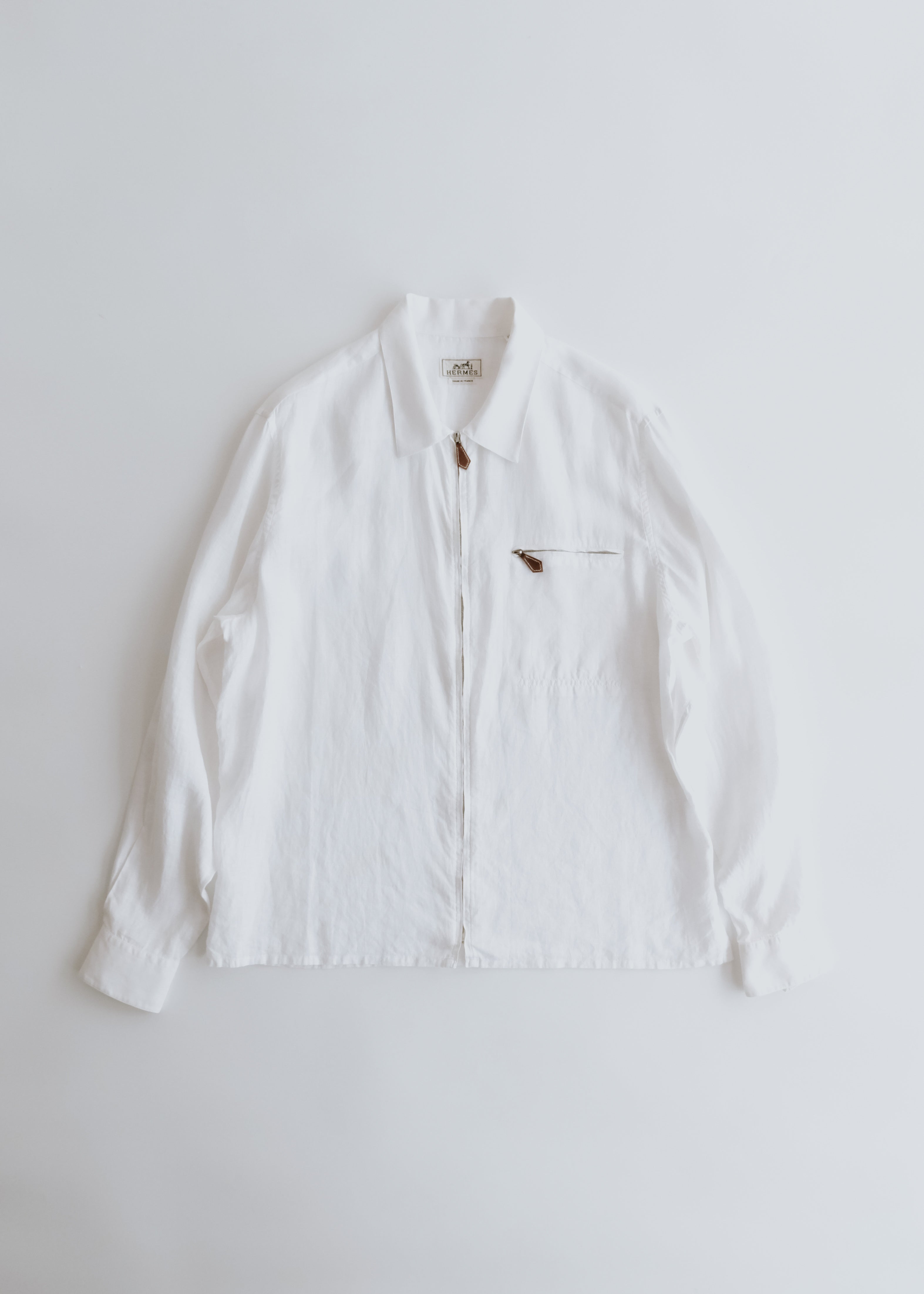 90-00's HERMÈS zip up linen shirt jacket