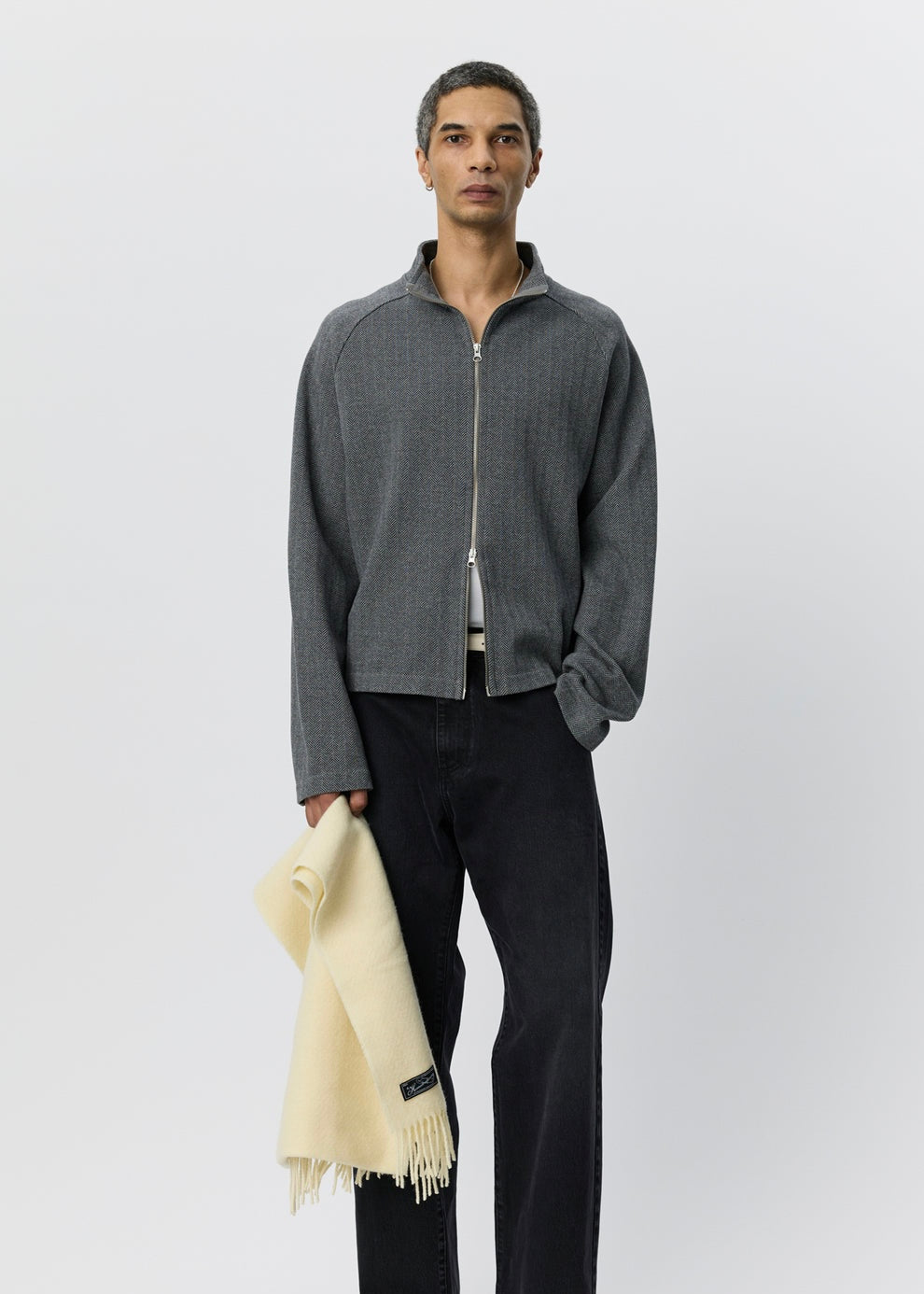mfpen 26AW Leisure Zip Up Grey Herringbone メンズ