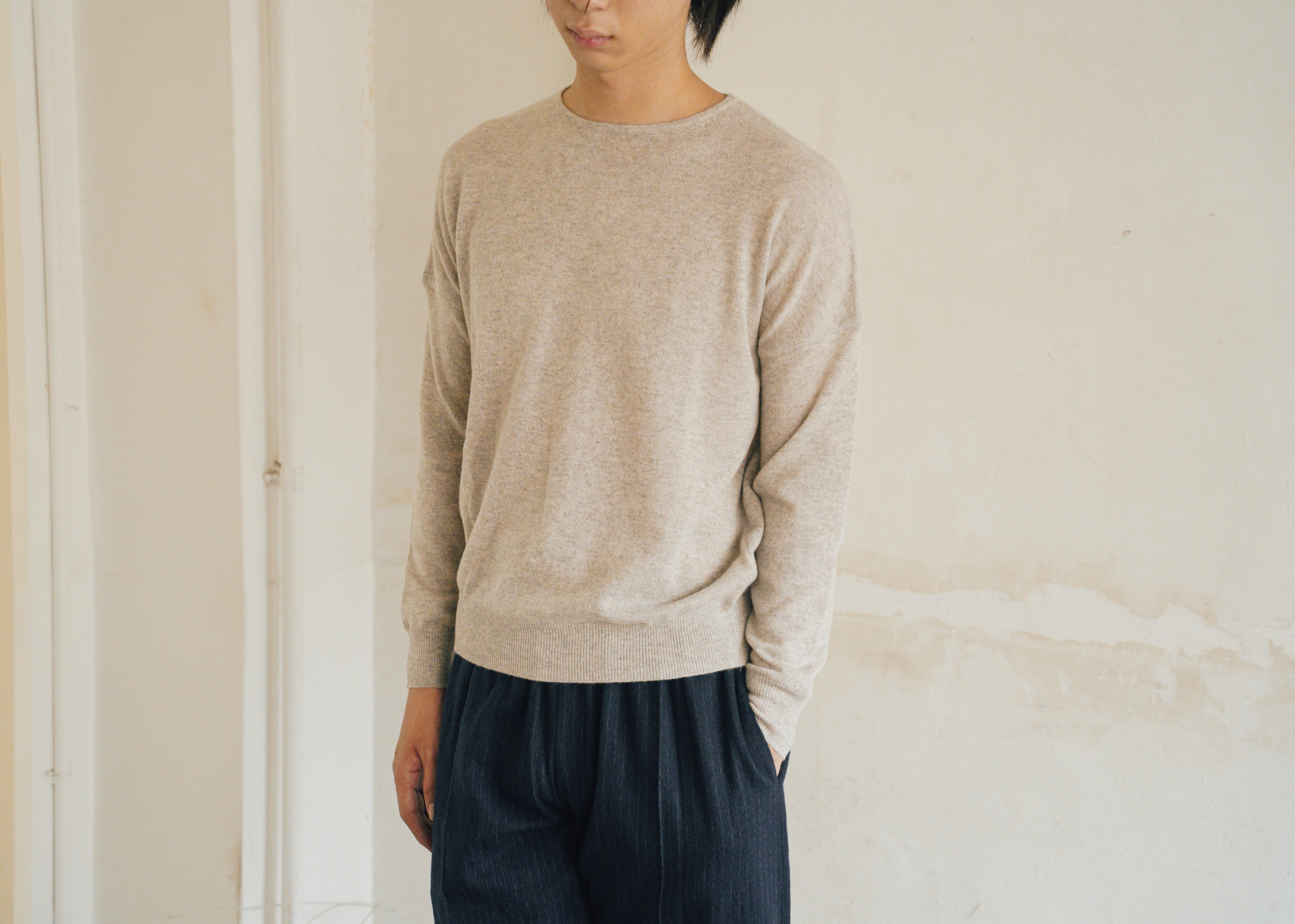 JEANPAULKNOTT ジャンポールノット 26AW カシミヤ 100% Cashmere ROUND NECK SWETER GREY メンズ