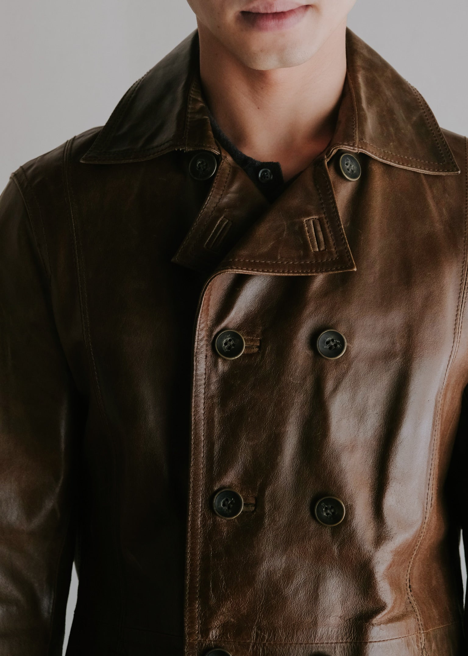 90’s MONSIEUR NICOLE cow leather pea coat