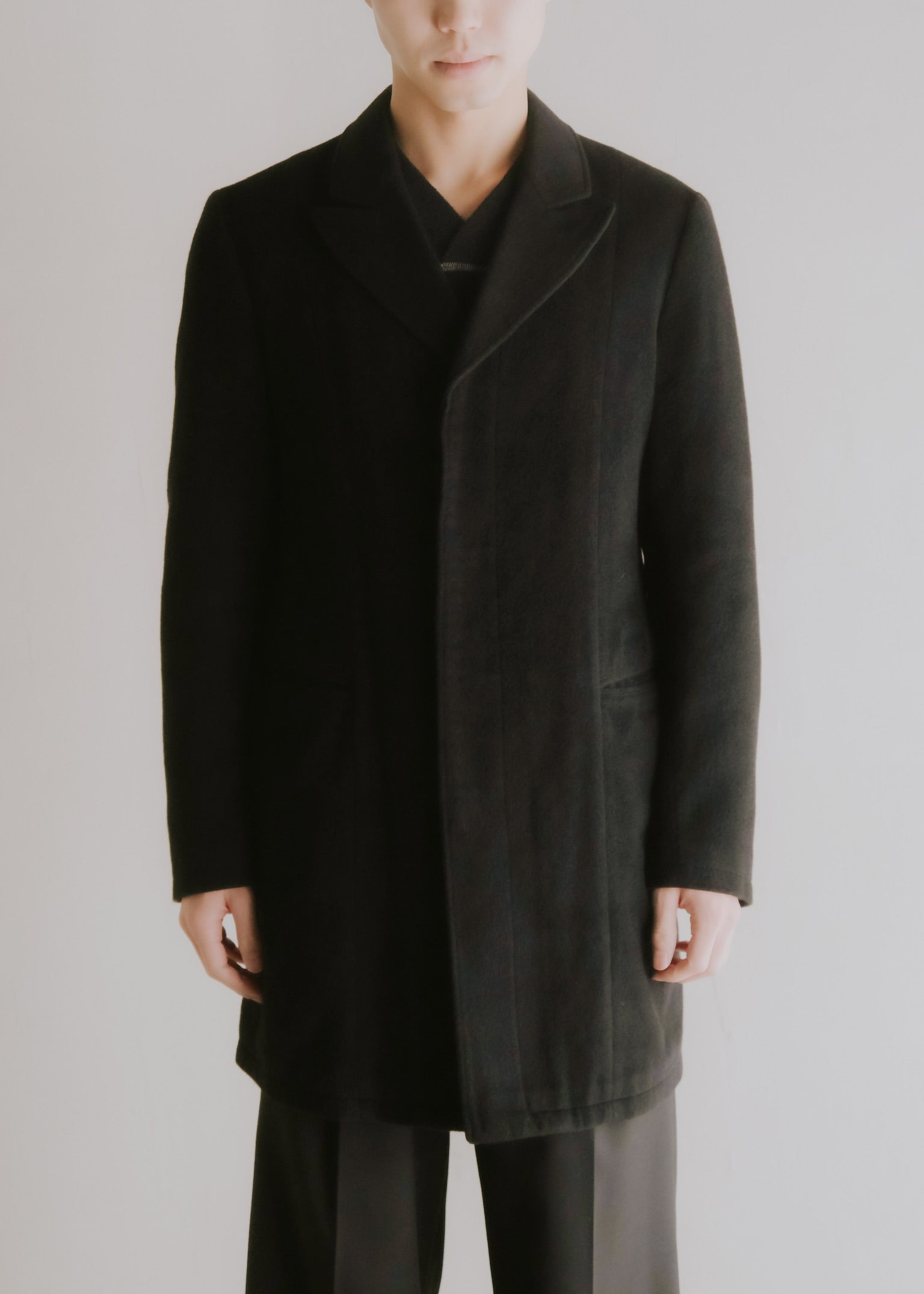 EMPORIO ARMANI エンポリオアルマーニ 2005AW フライフロント アンゴラウール チェスターフィールドコート 古着 アーカイブ ヴィンテージ メンズ