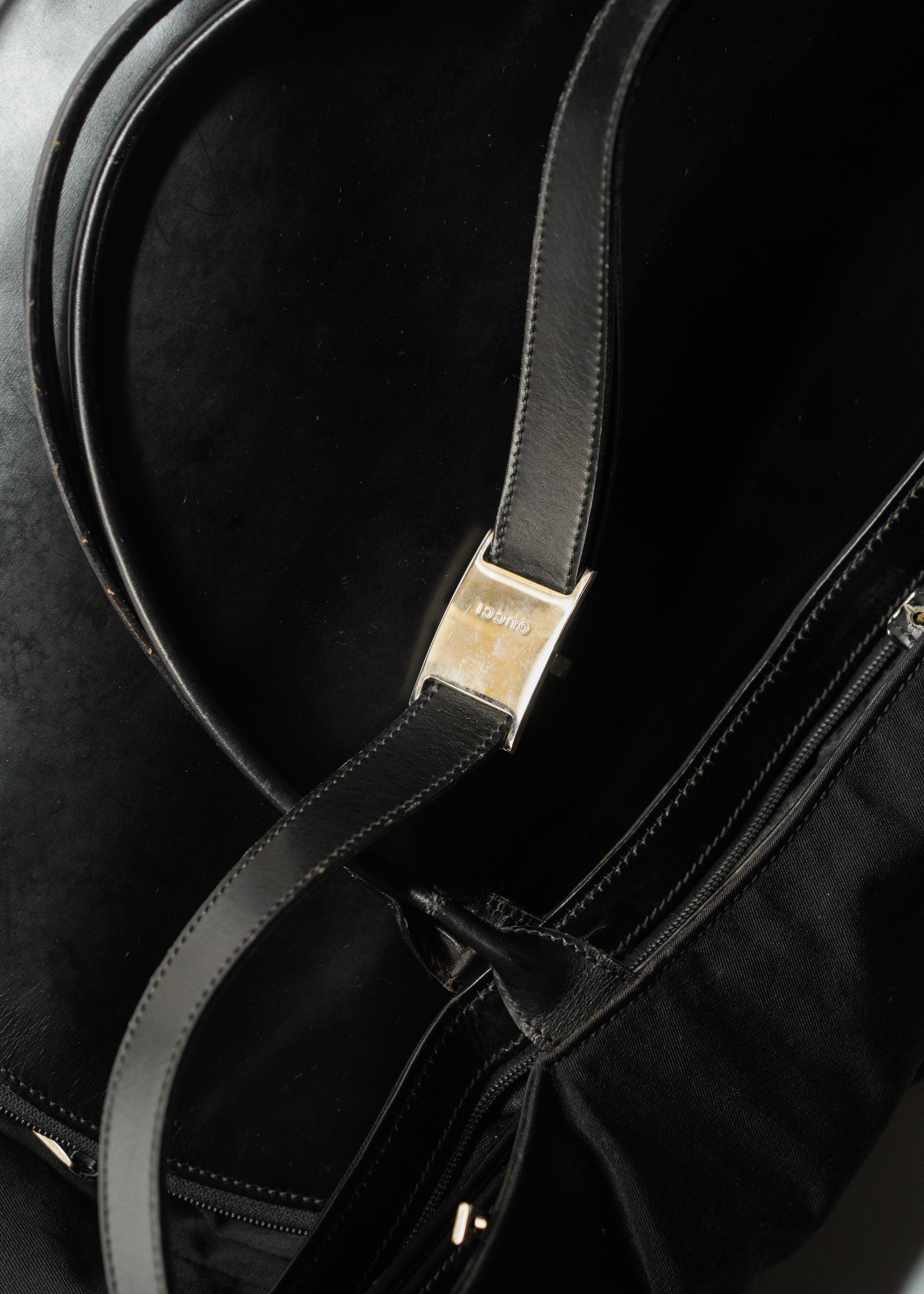 90-00's GUCCI canvas/leather combination 2-way large shoulder bag
