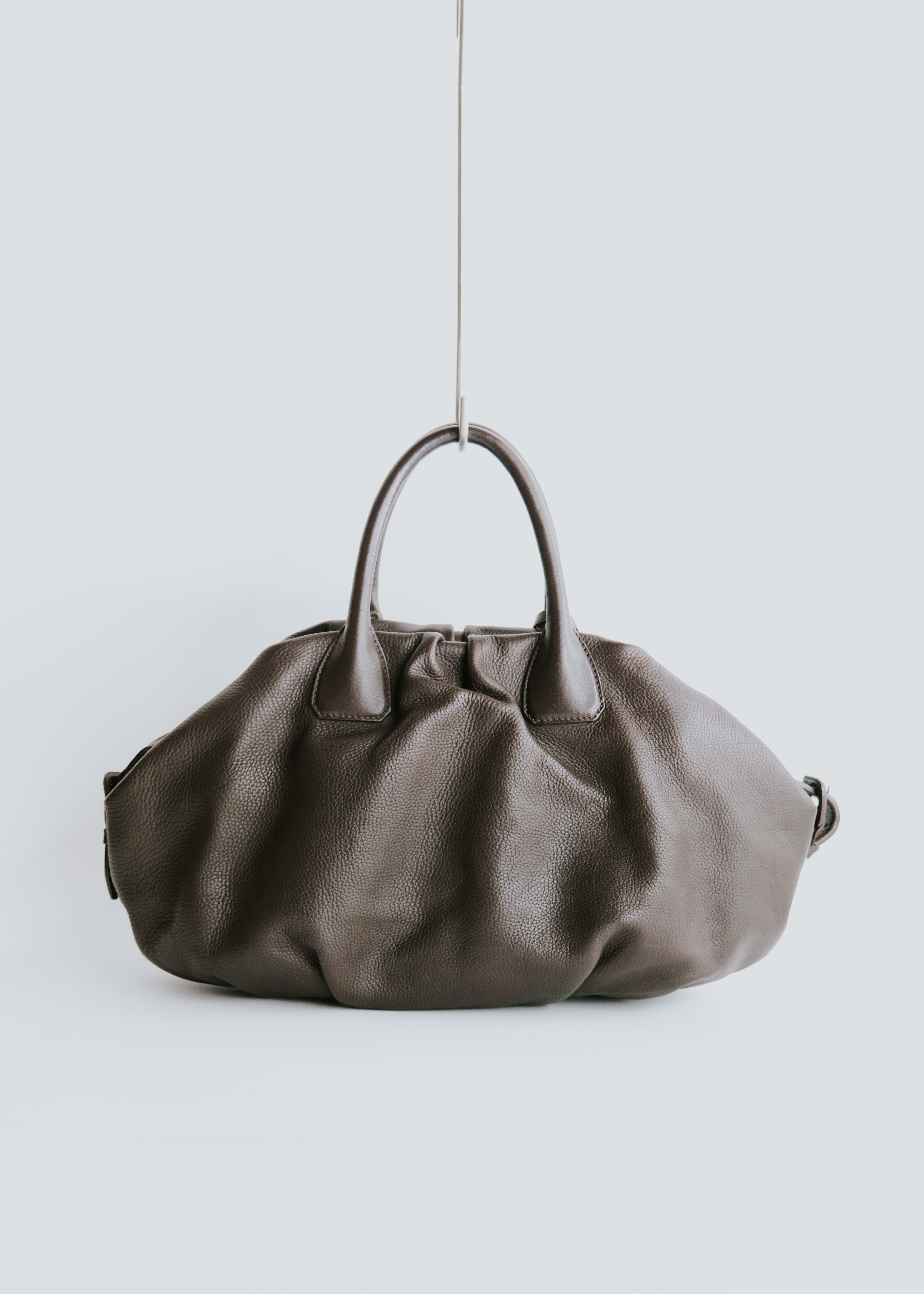 00's JIL SANDER gathered leather top handle bag