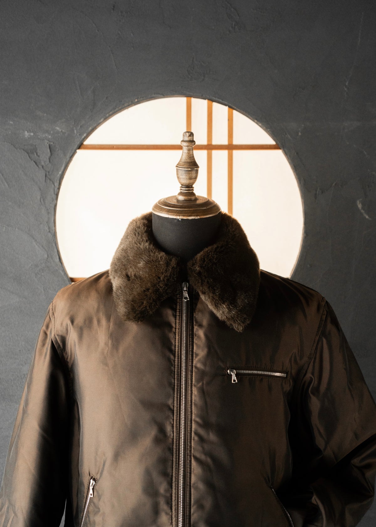 90's COMME CA DU MODE MEN leather detachable collar zip up jacket