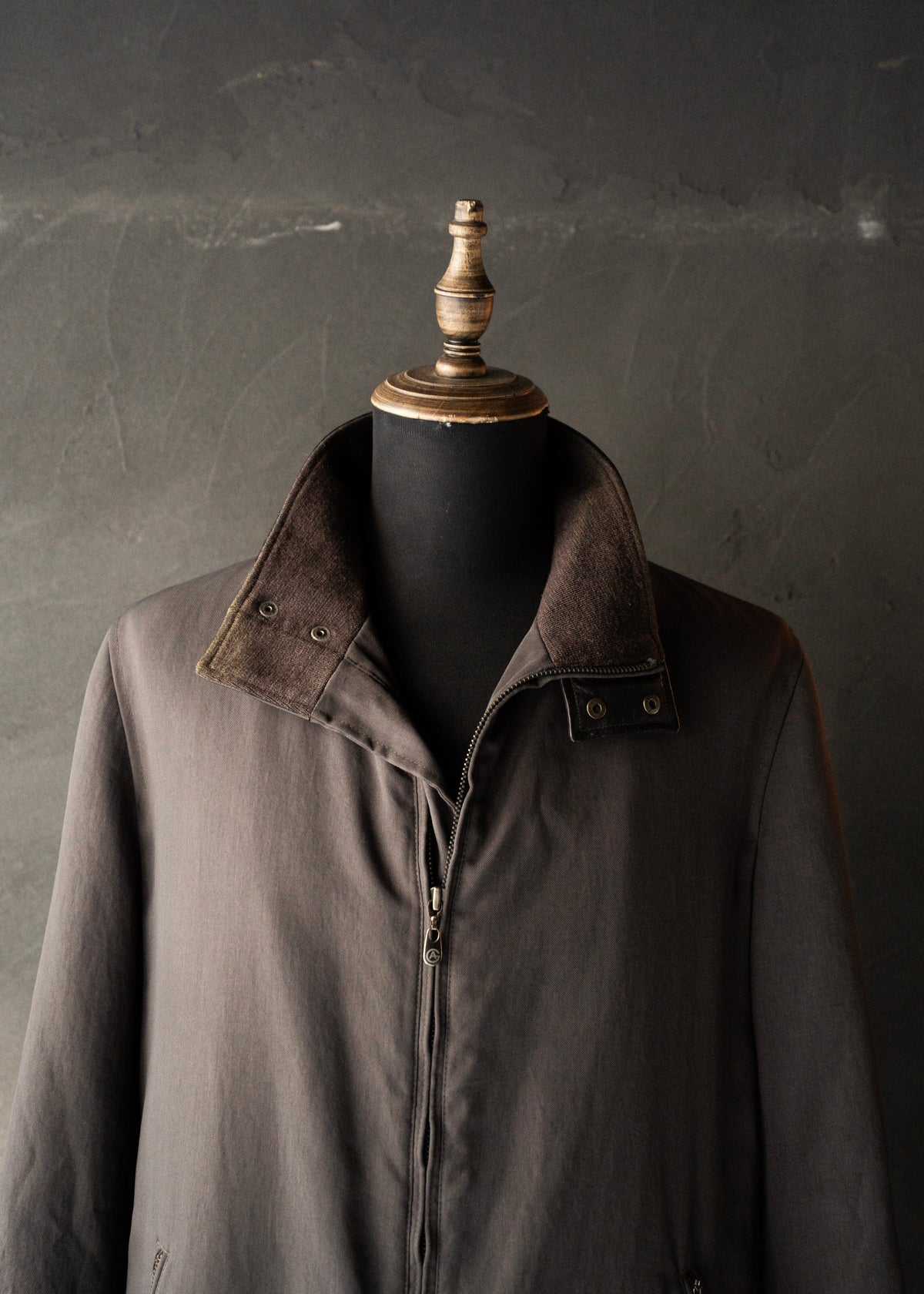 ARMANI COLLETIONI leather stand collar zip up coat